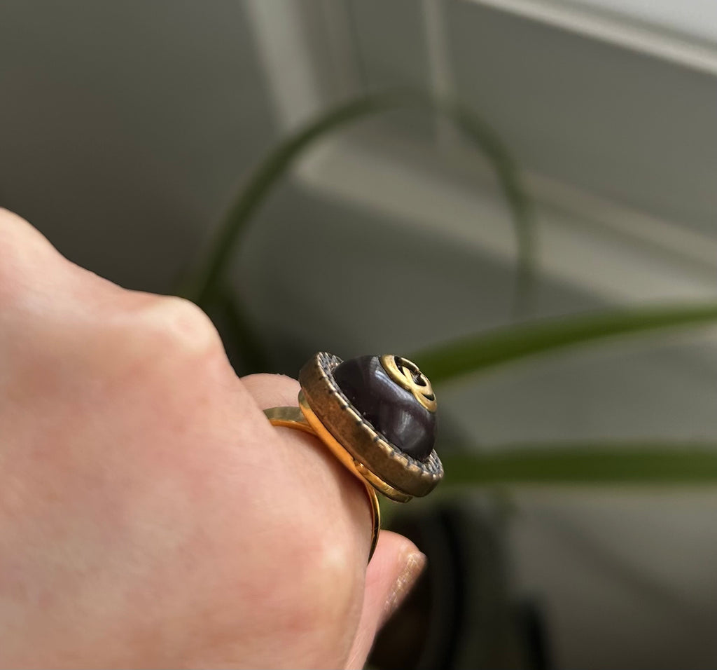 Gucci Vintage Button Ring on Gold Plate.