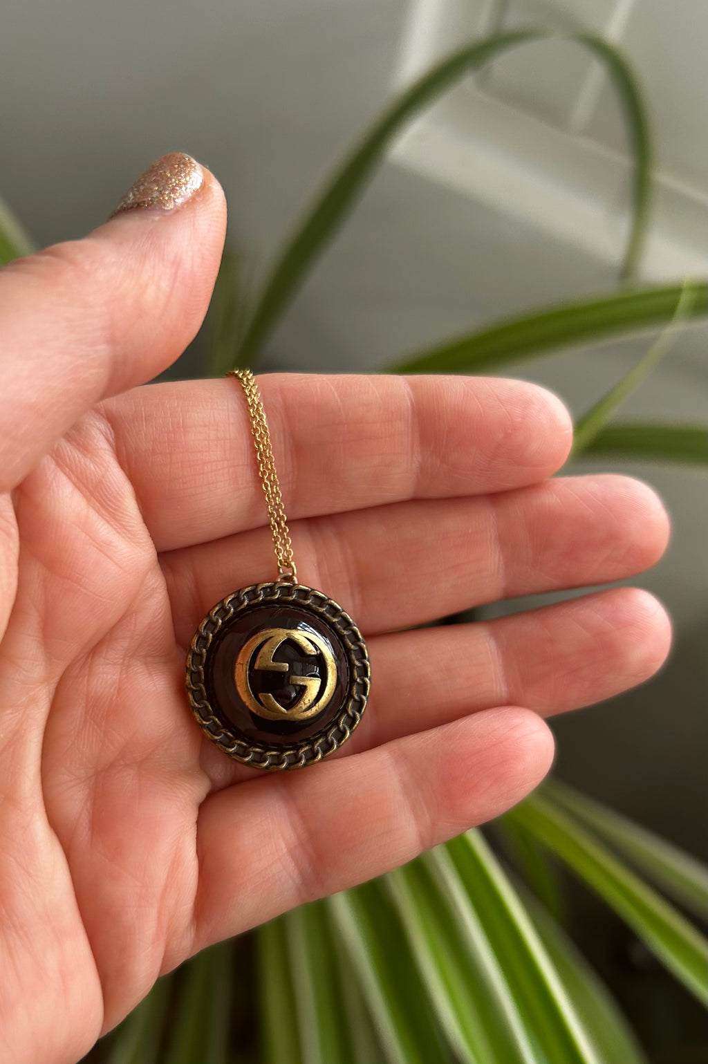 Vintage Gucci Button on 14ct Gold Filled Necklace