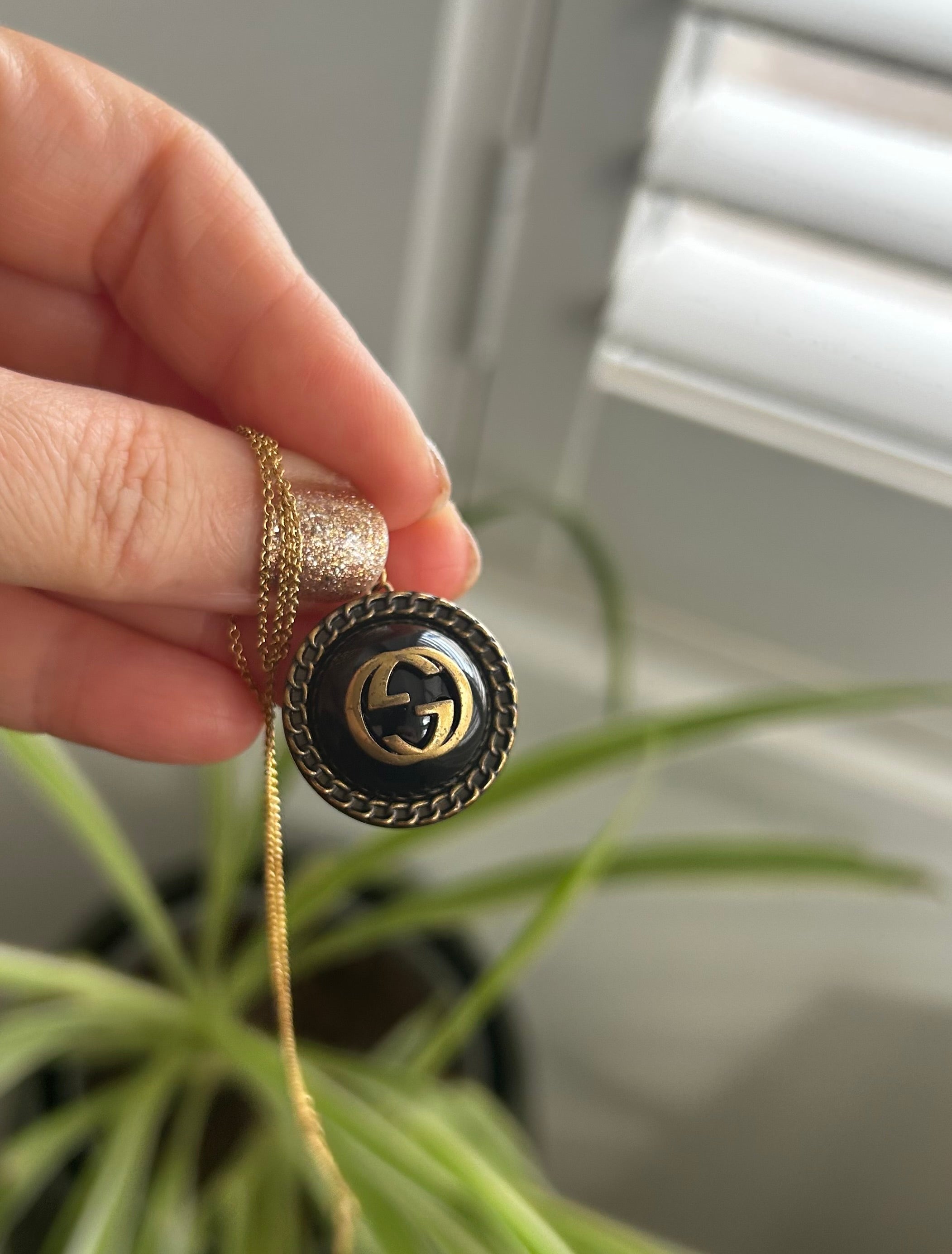 Vintage Gucci Button on 14ct Gold Filled Necklace