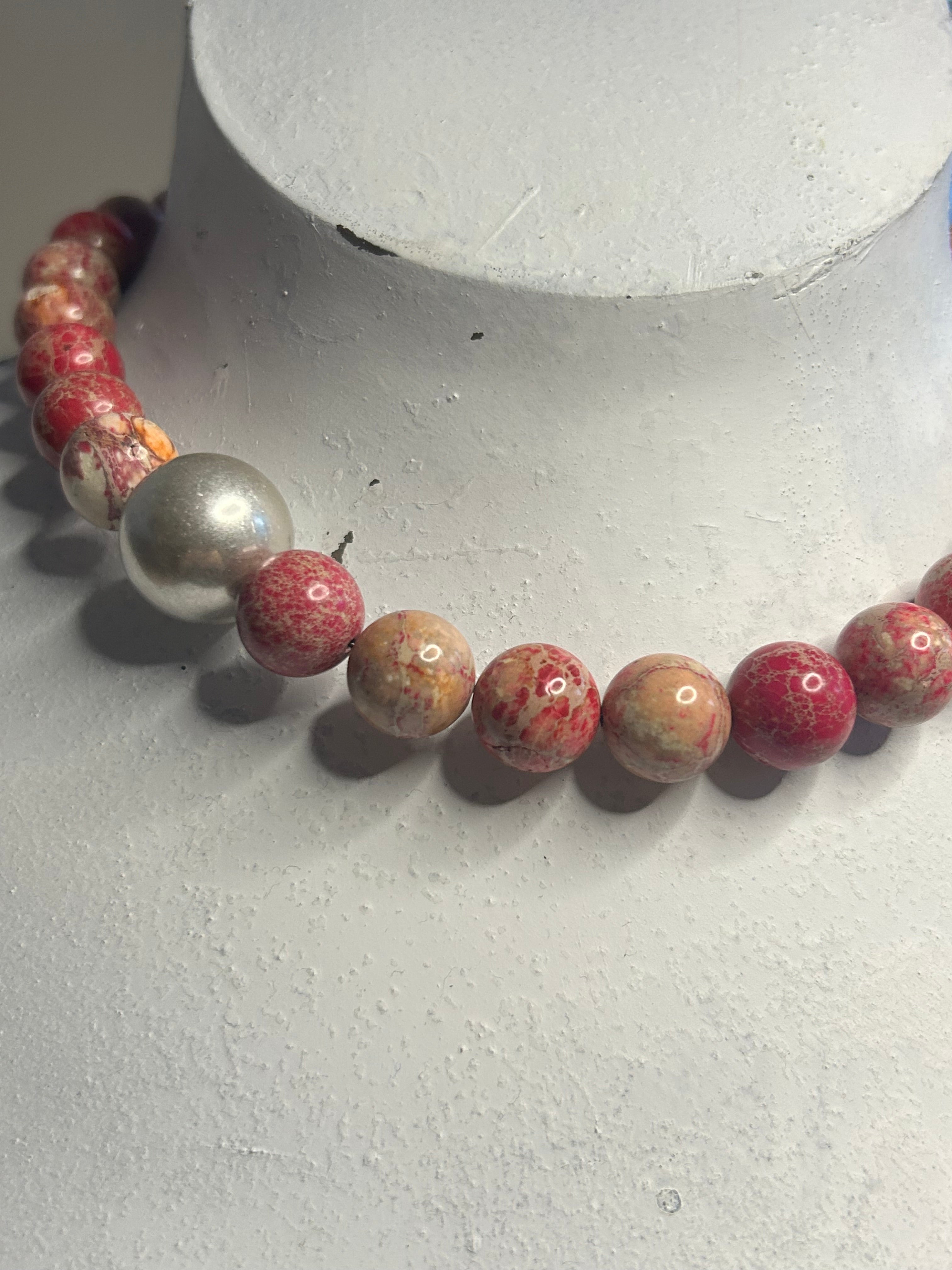 Large Pink Imperial Jasper Necklace