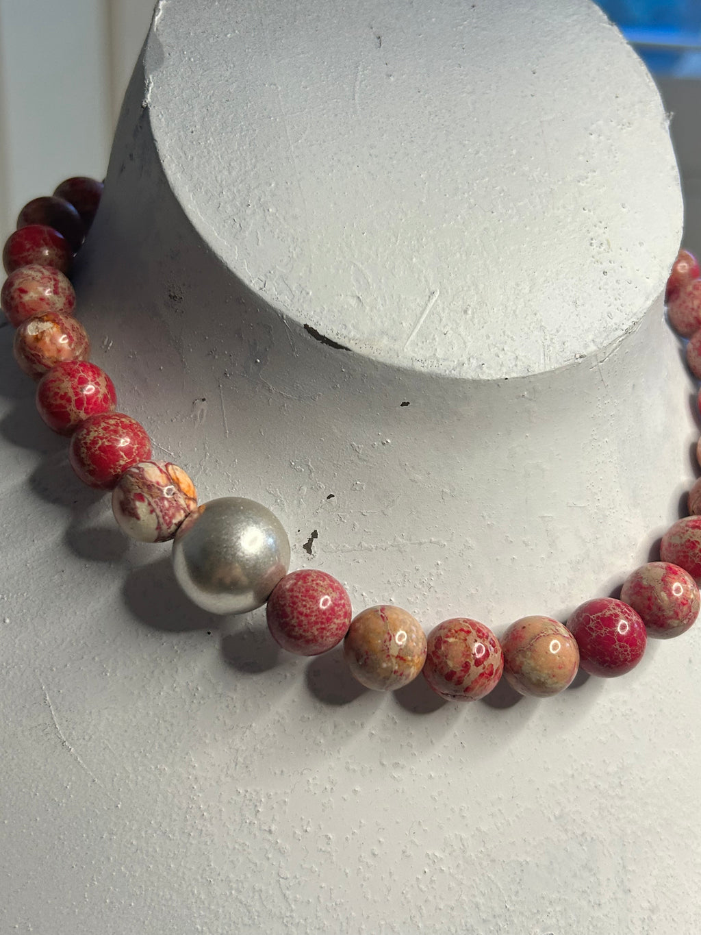 Large Pink Imperial Jasper Necklace