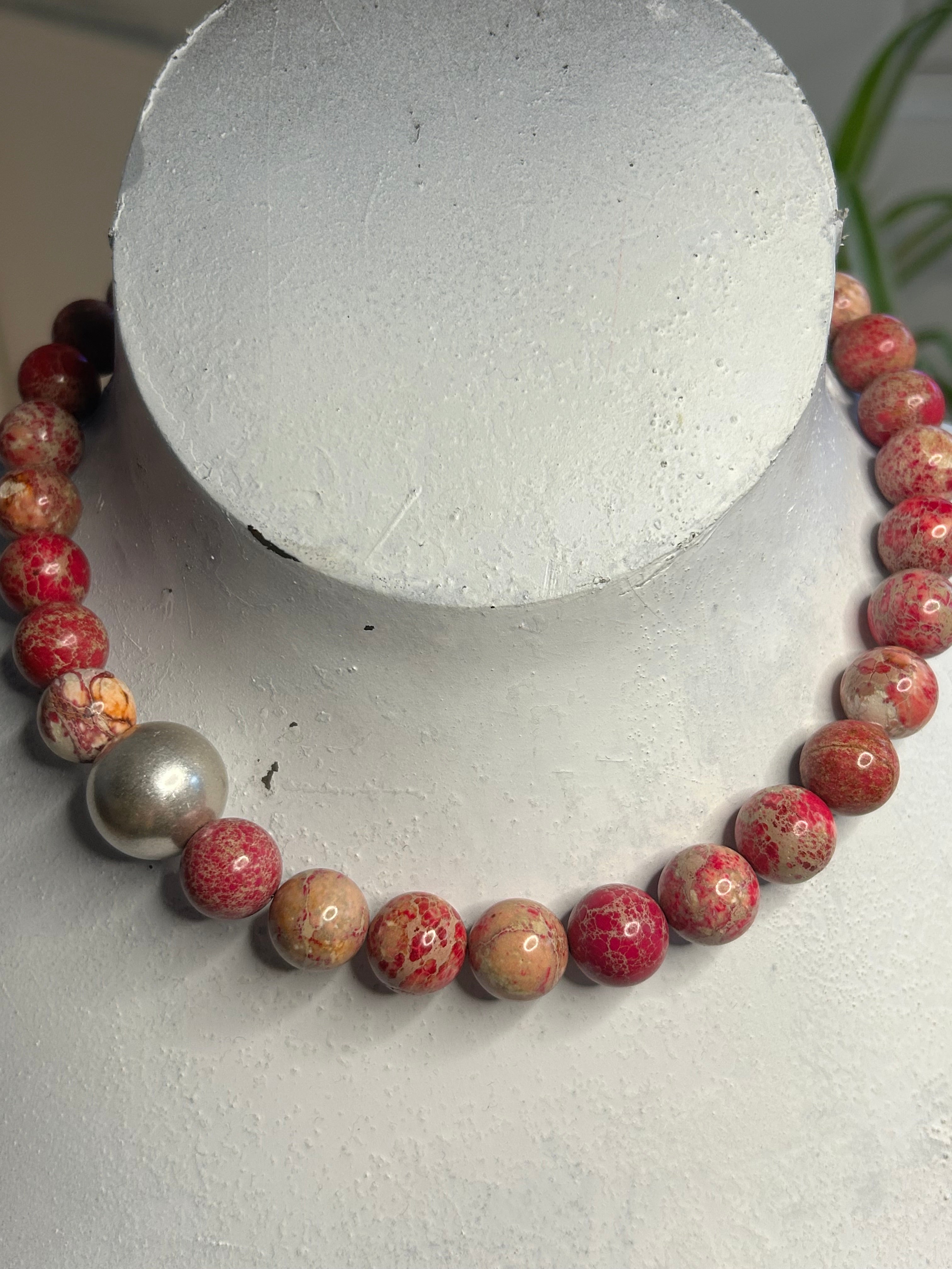 Large Pink Imperial Jasper Necklace