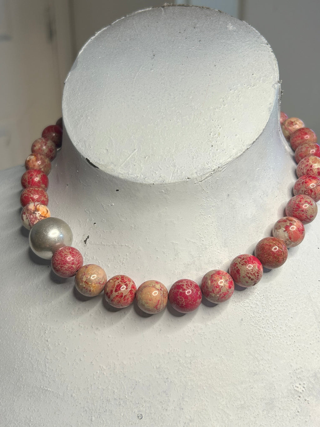 Large Pink Imperial Jasper Necklace