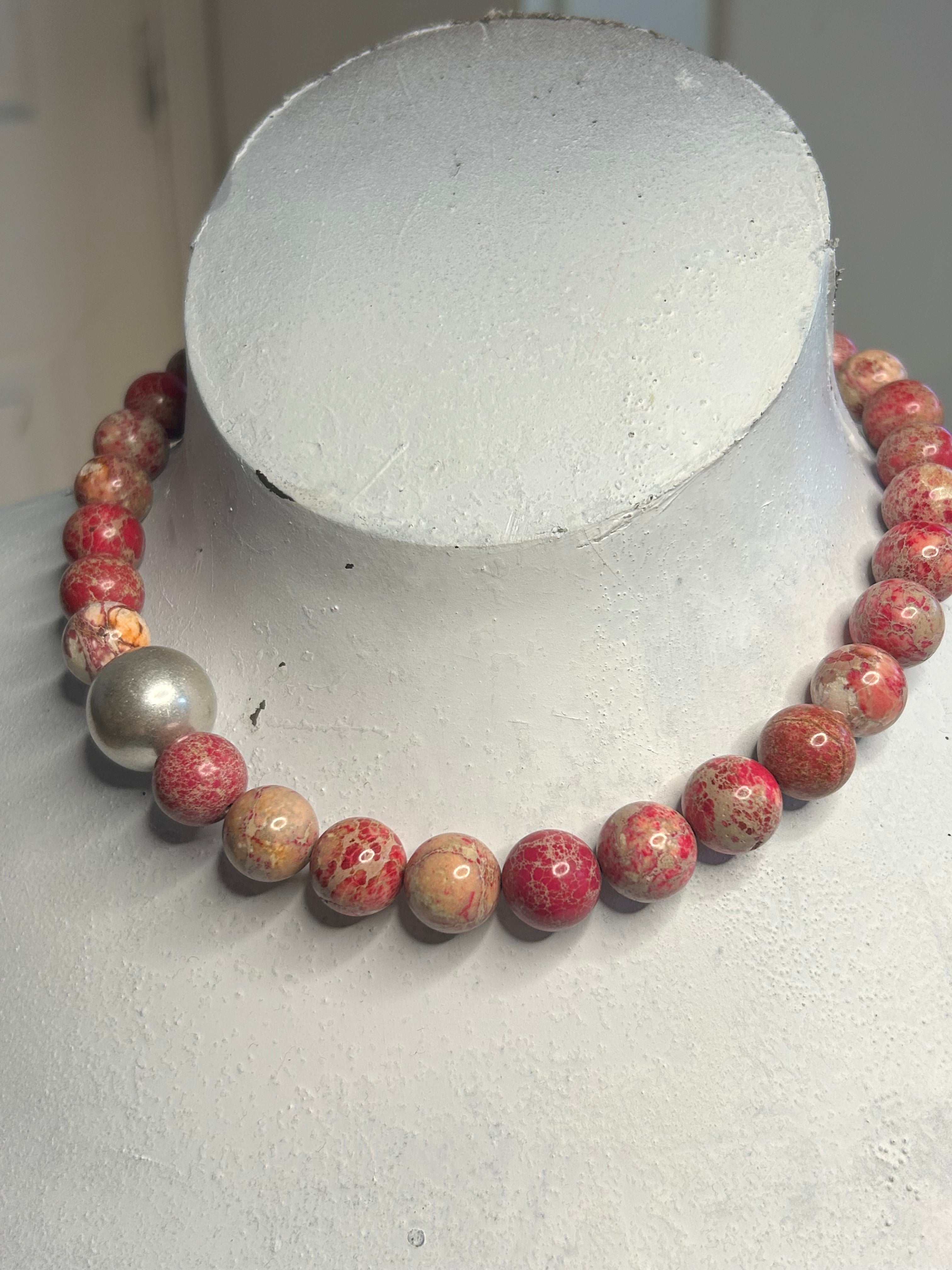Large Pink Imperial Jasper Necklace