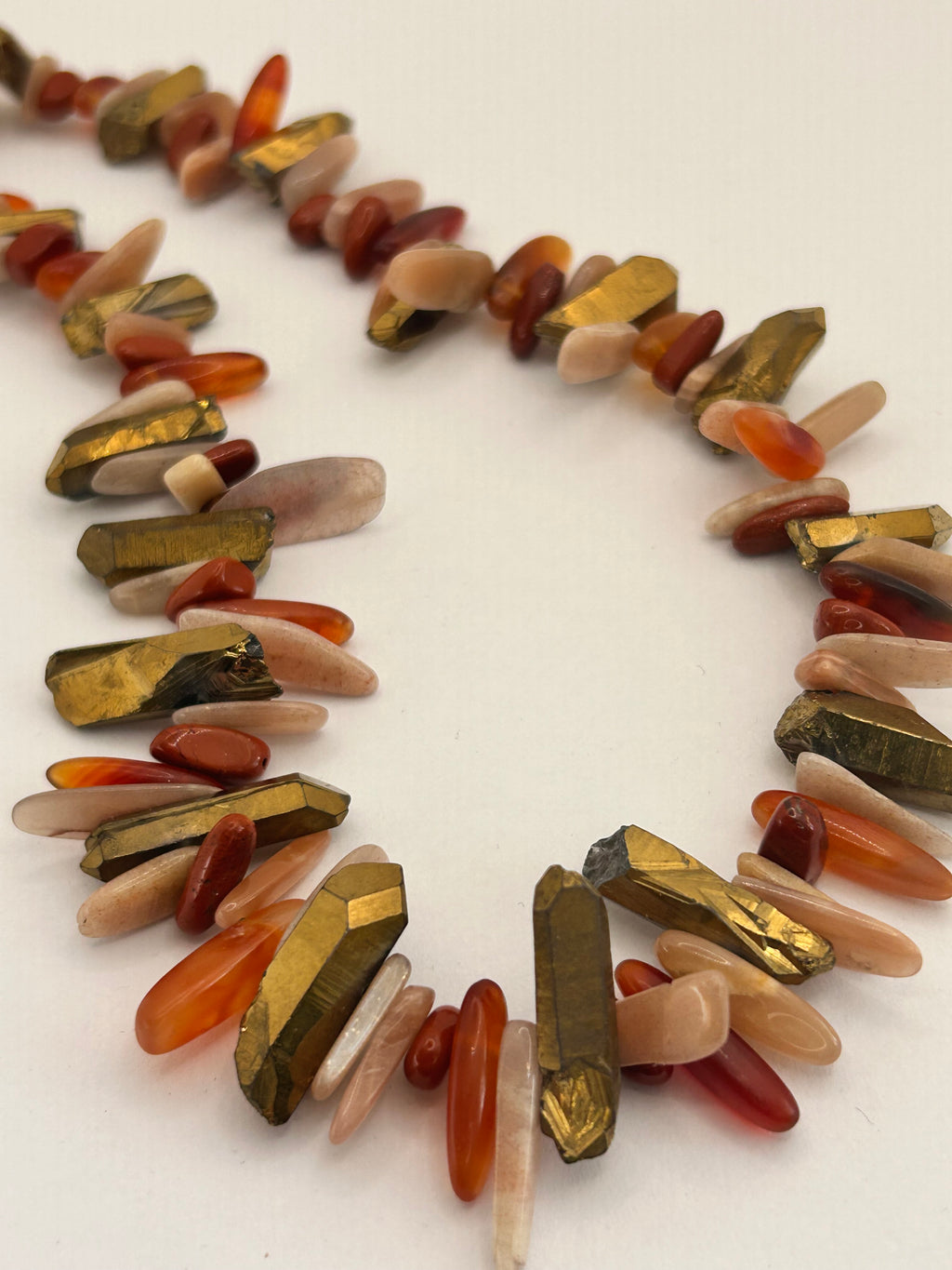 Rock Crystal, Sunstone & Carnelian Spike Necklace