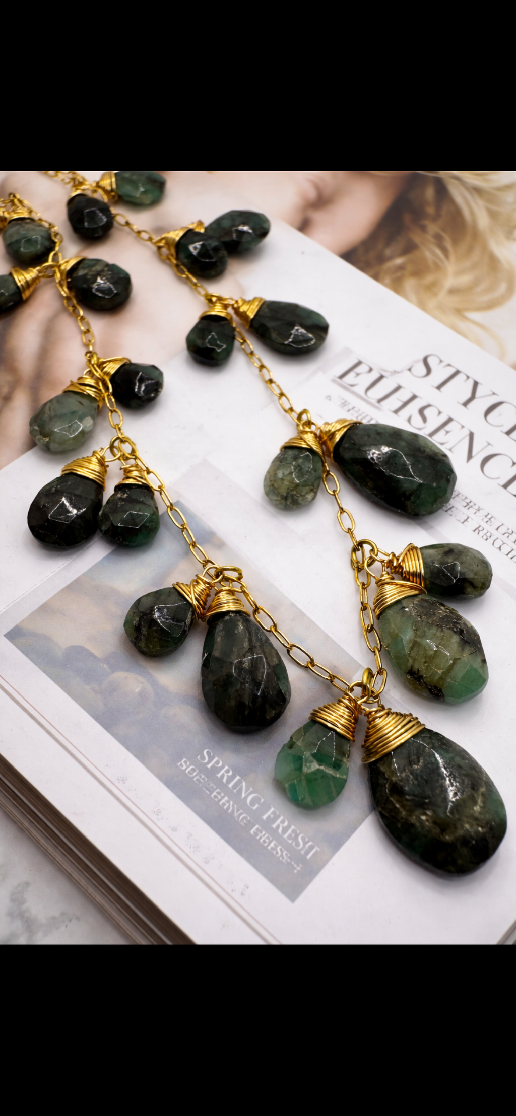 Emeralds on 14ct Gold Filled Chain