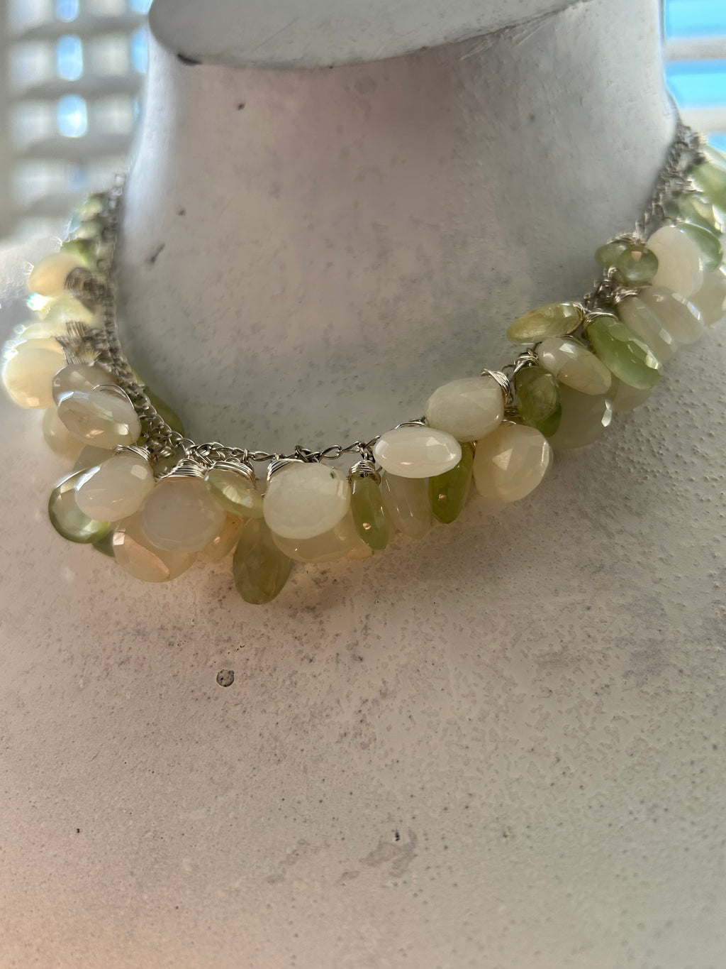 Moonstone & Prehnite Sterling Silver Necklace