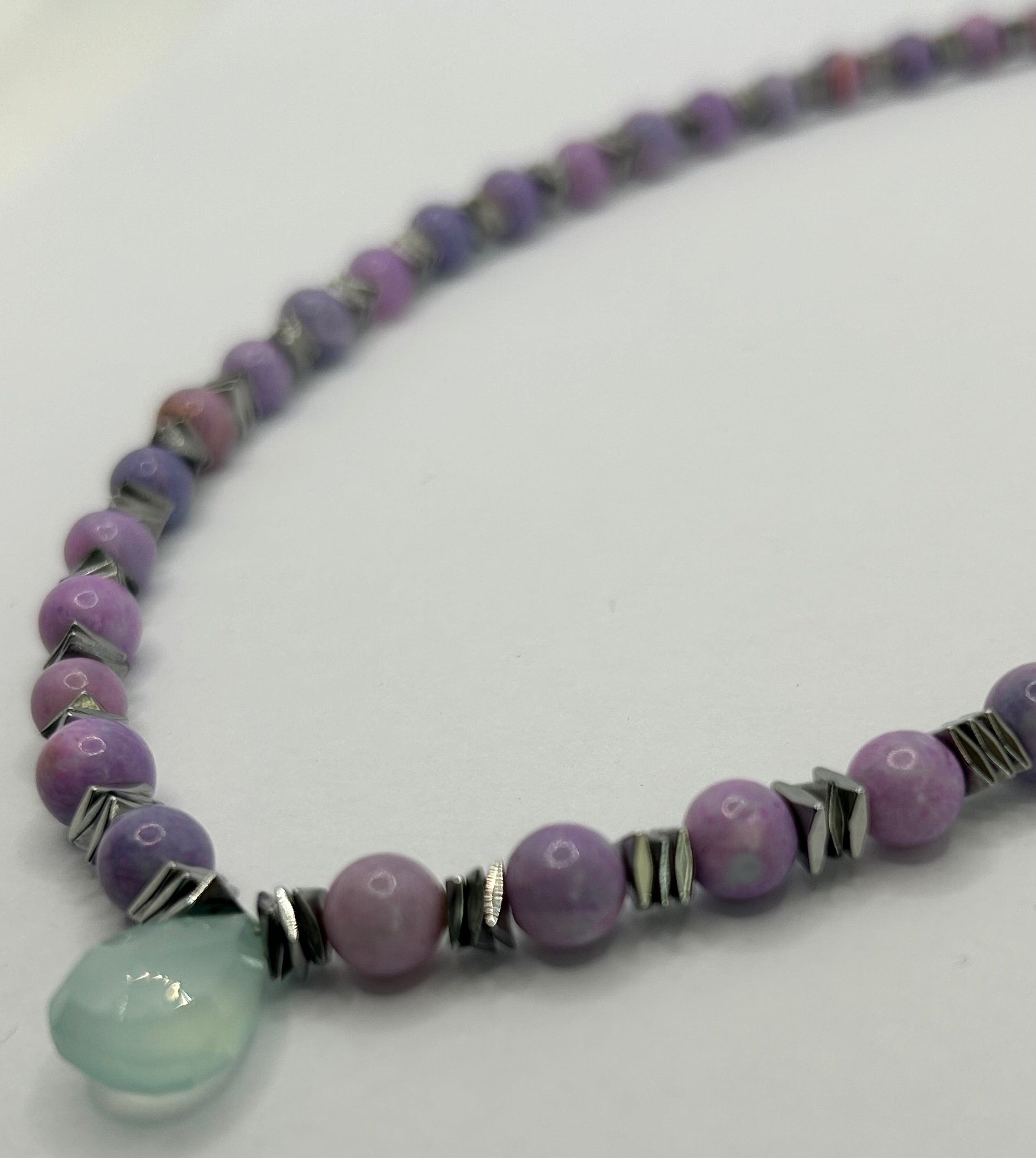 Lilac Opal, Quartz & Hematite Necklace
