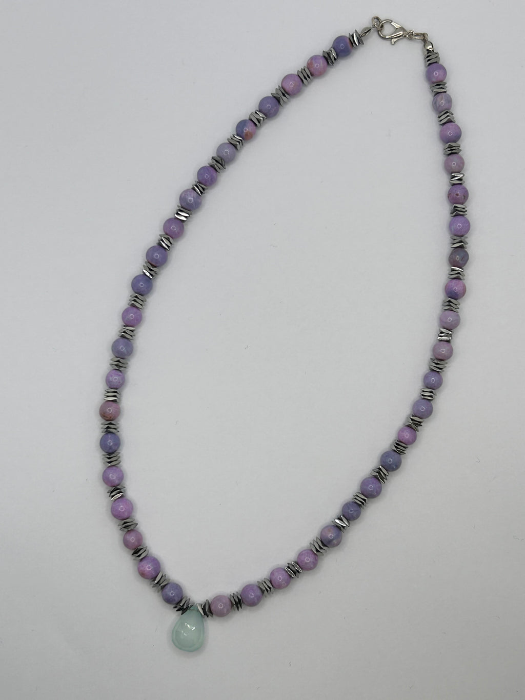 Lilac Opal, Quartz & Hematite Necklace