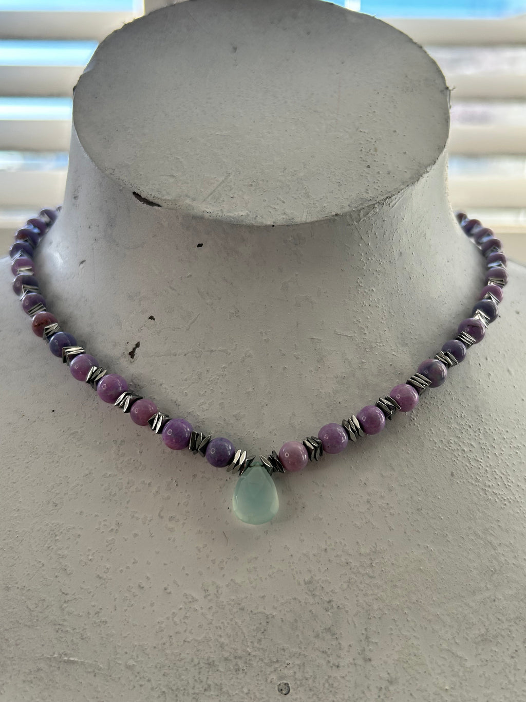 Lilac Opal, Quartz & Hematite Necklace