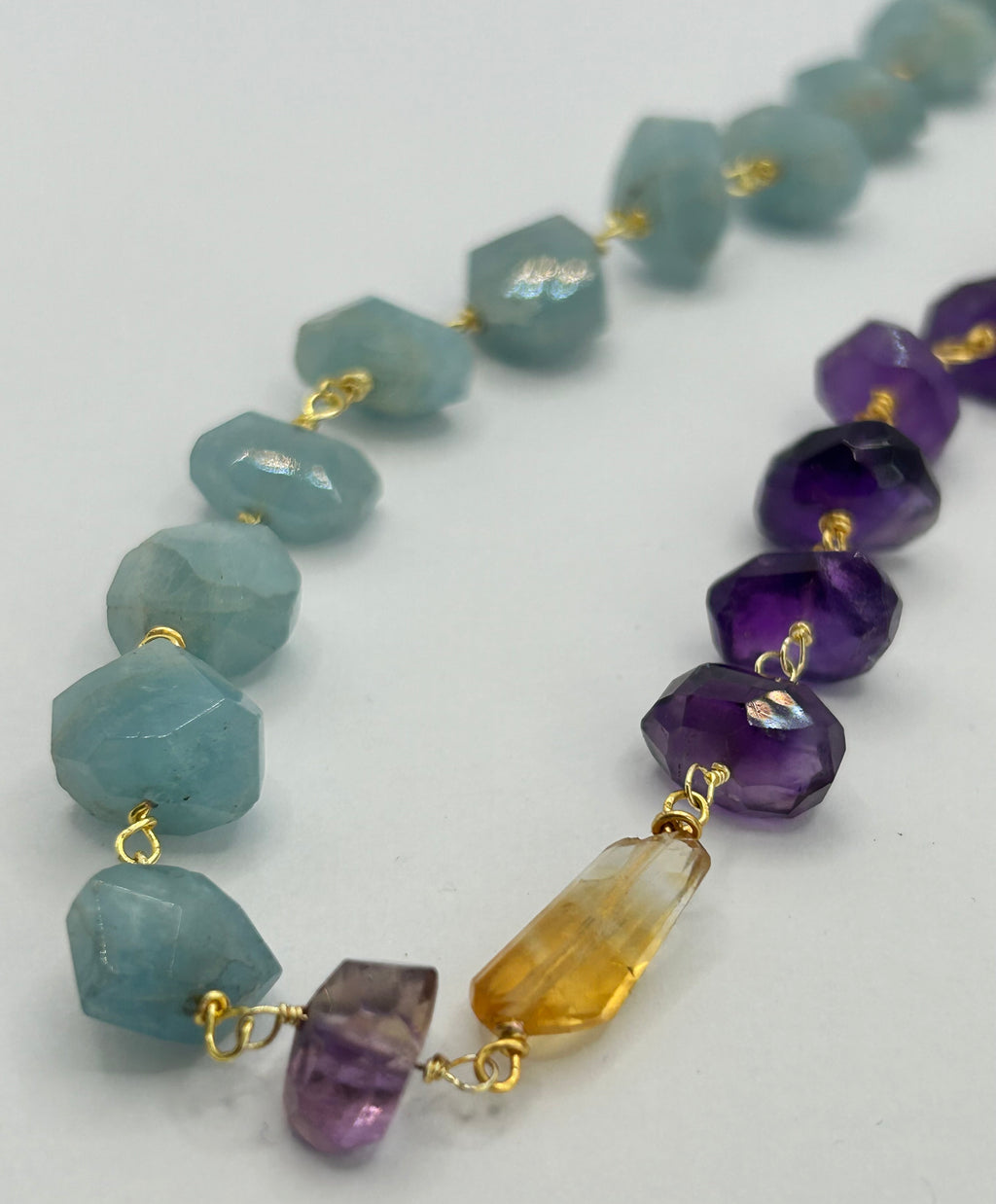 Aquamarine, Amethyst & Citrine Necklace
