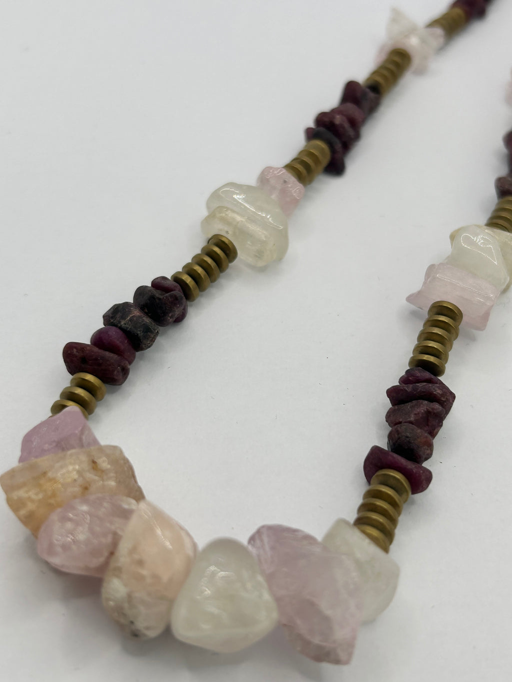Raw Ruby, Kunzite & Hematite Necklace