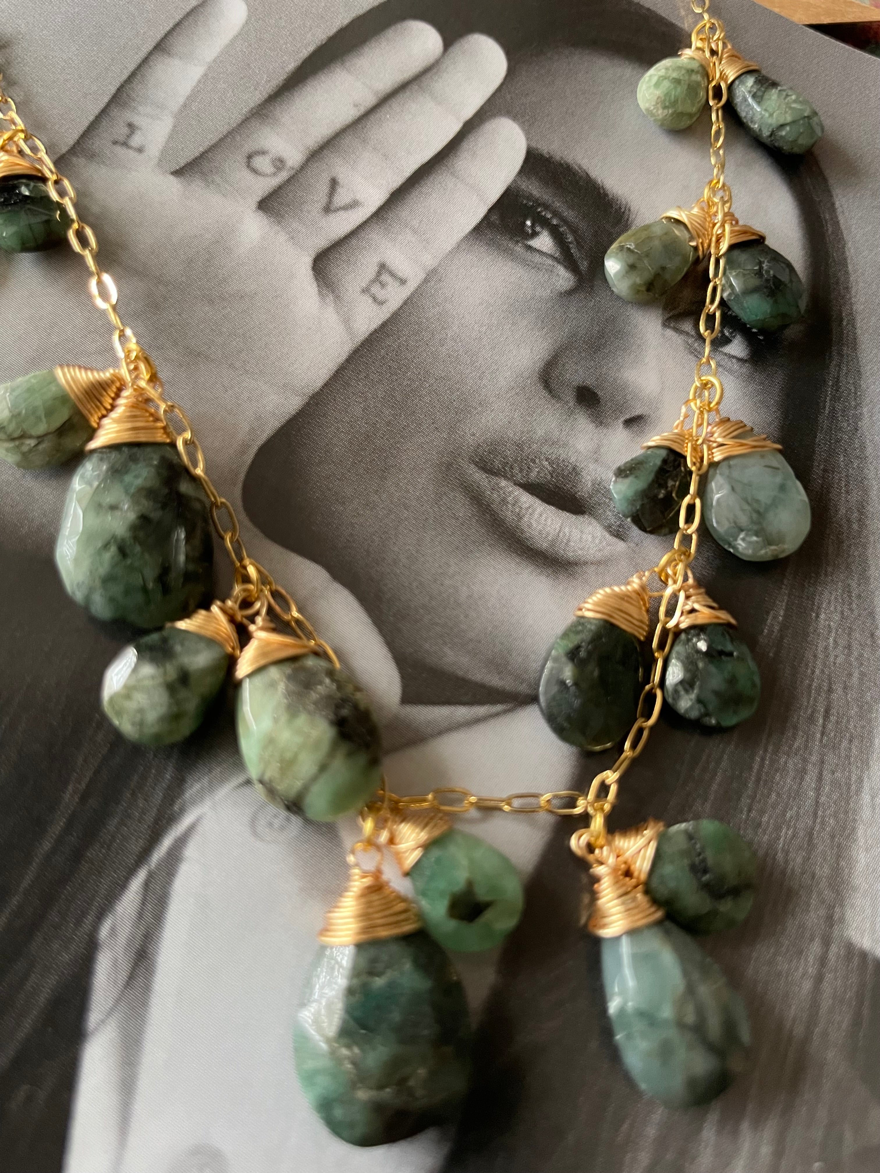 Emeralds on 14ct Gold Filled Chain