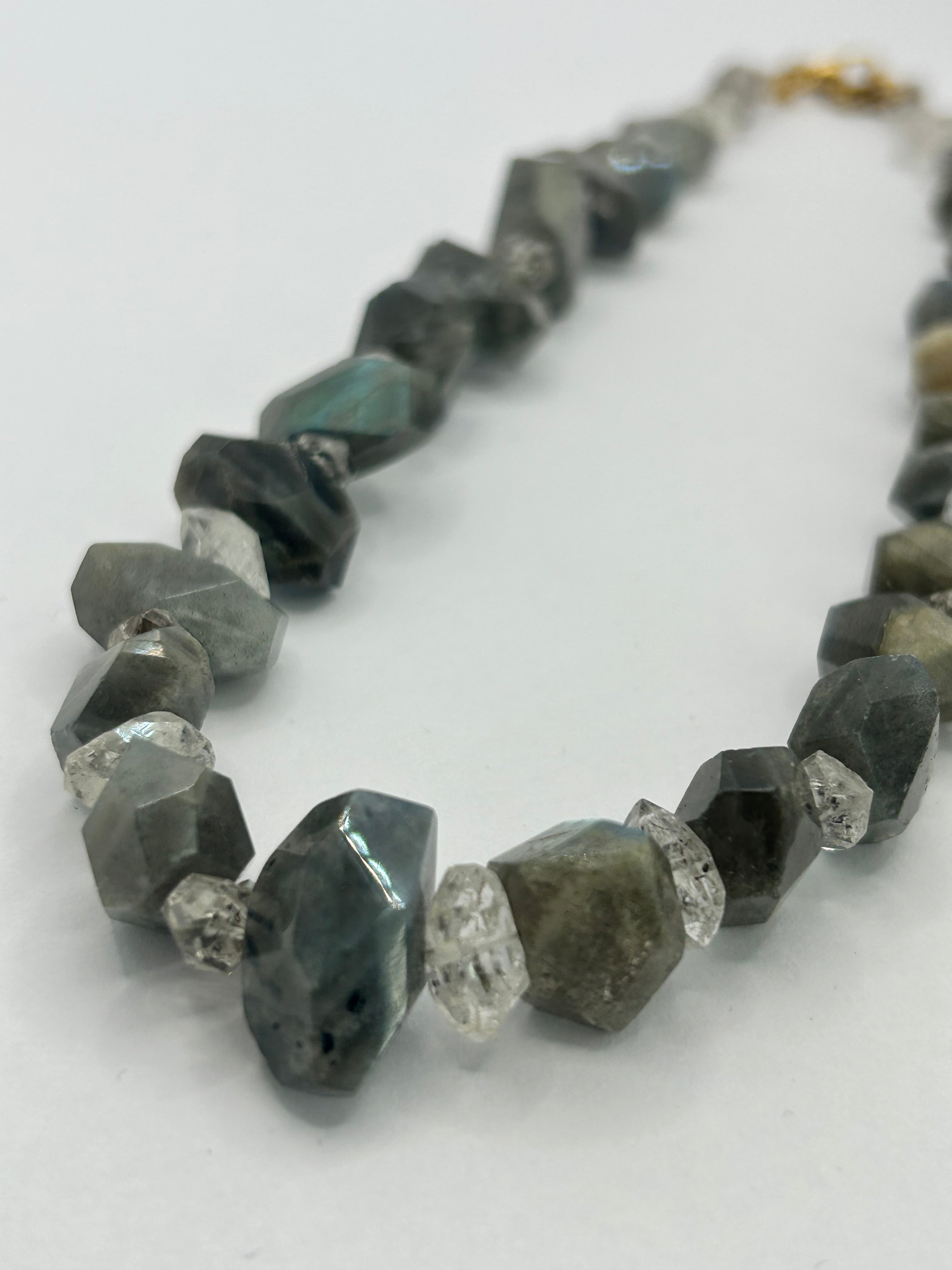 Rainbow Labradorite & Herkimer Diamond Necklace