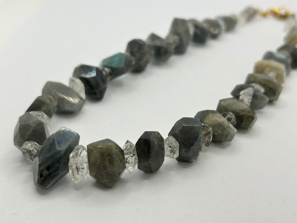 Rainbow Labradorite & Herkimer Diamond Necklace
