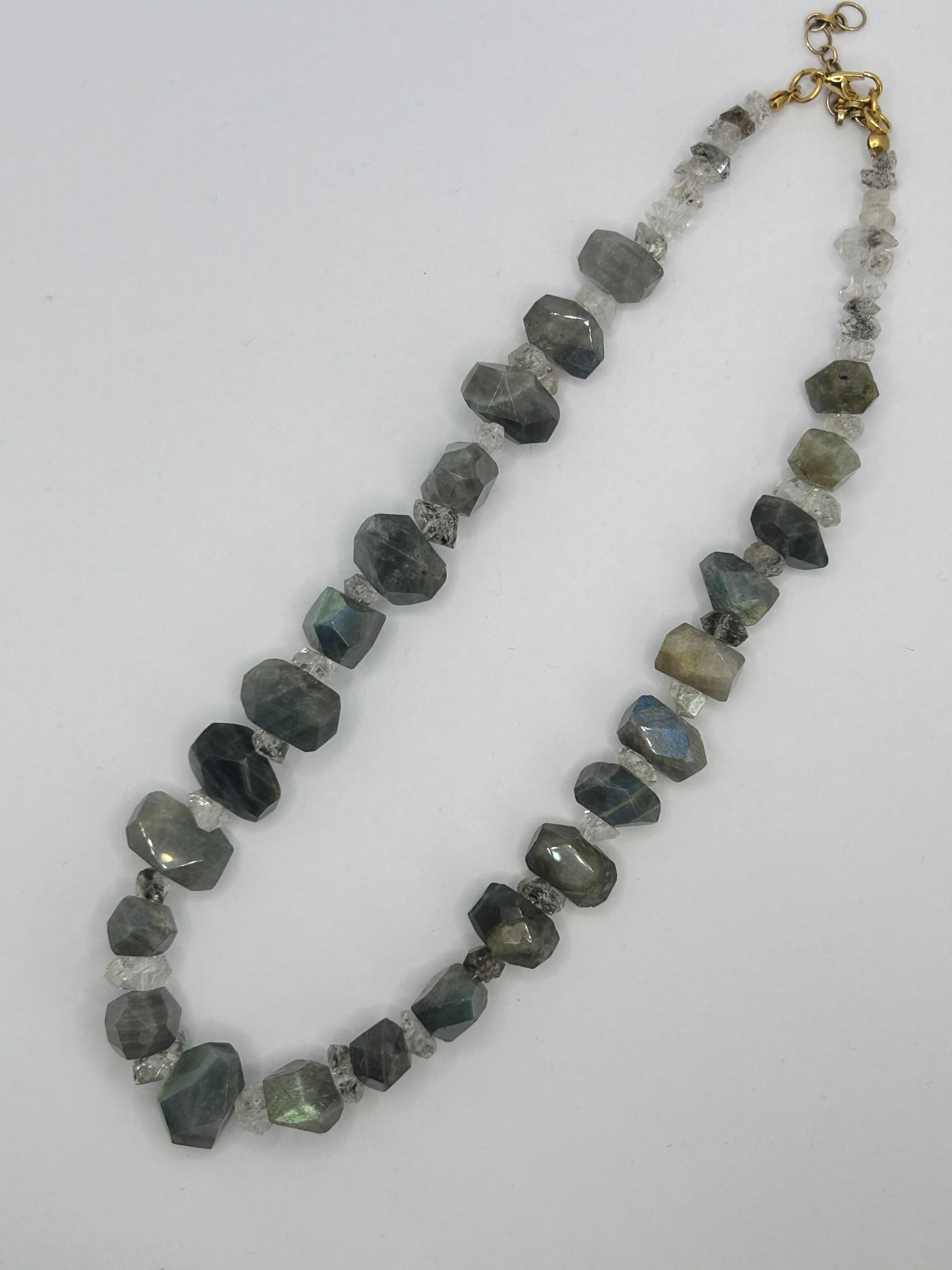 Rainbow Labradorite & Herkimer Diamond Necklace