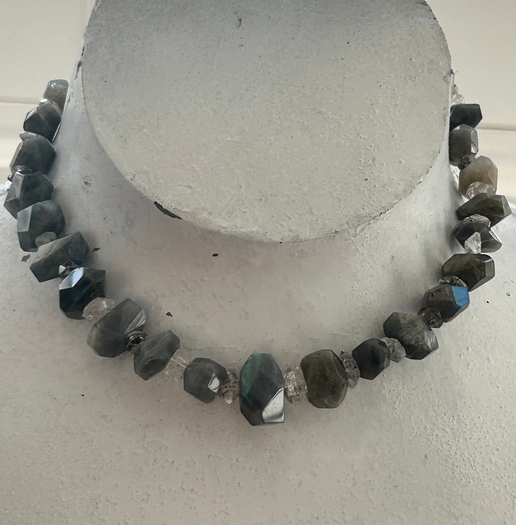 Rainbow Labradorite & Herkimer Diamond Necklace