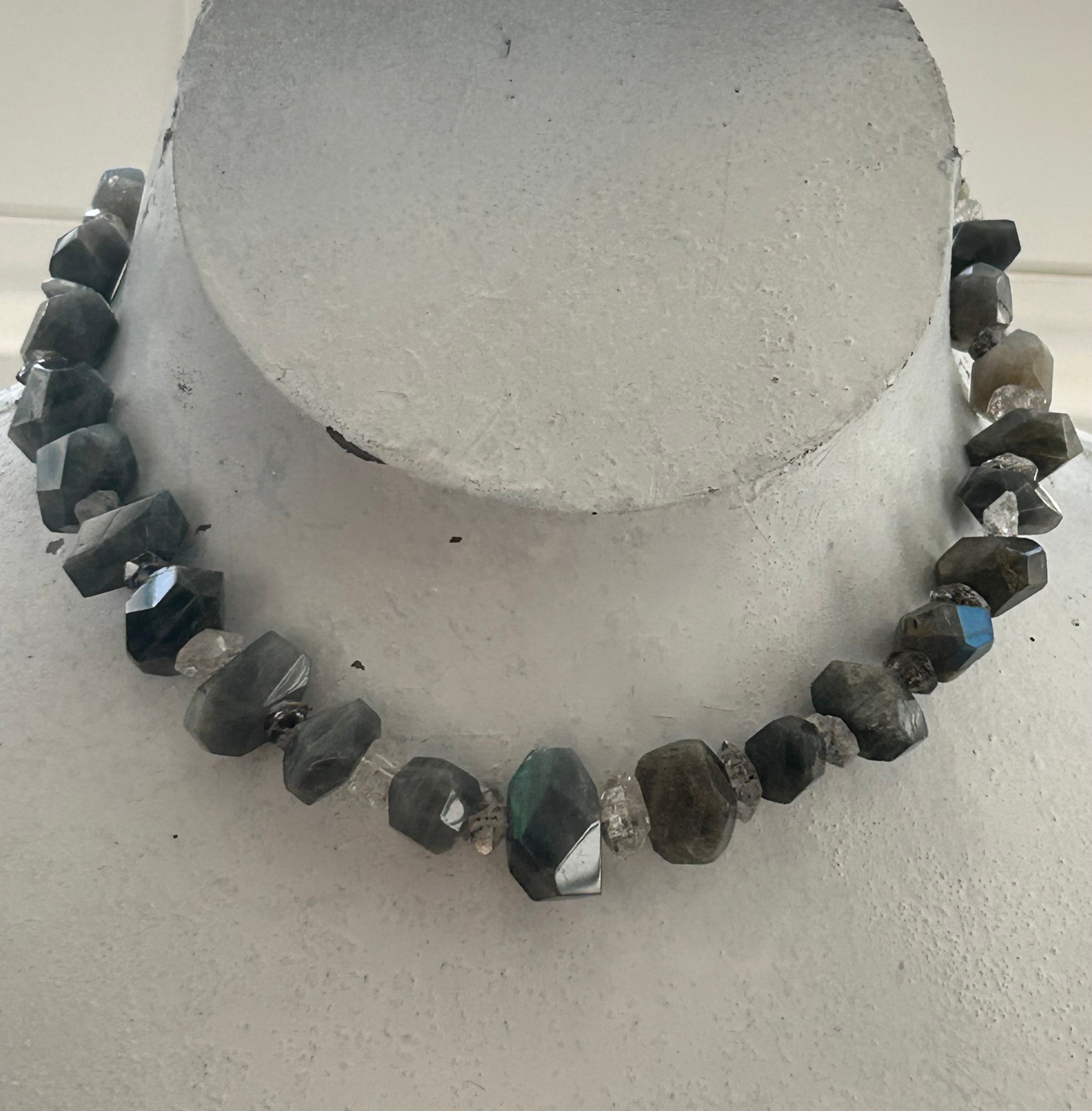 Rainbow Labradorite & Herkimer Diamond Necklace
