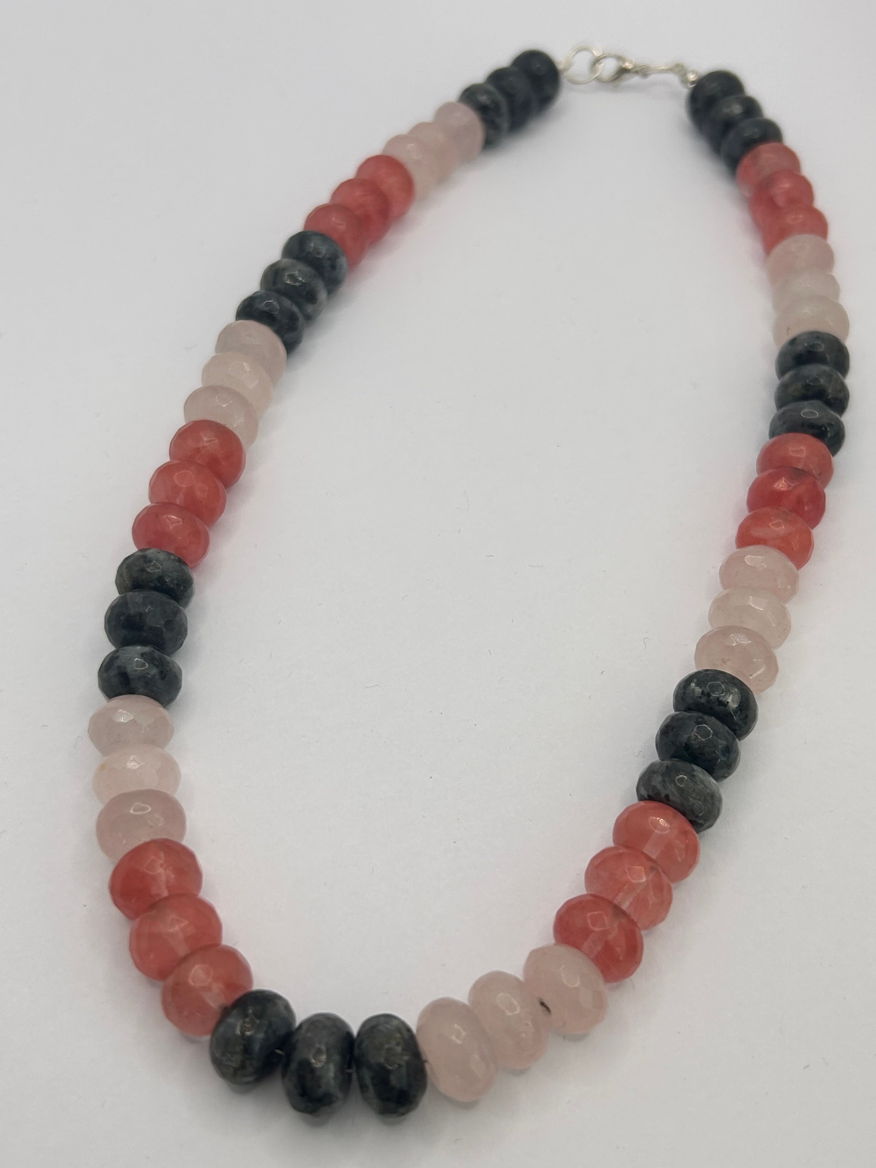 Rainbow Labradorite & Agate on Silver Plate