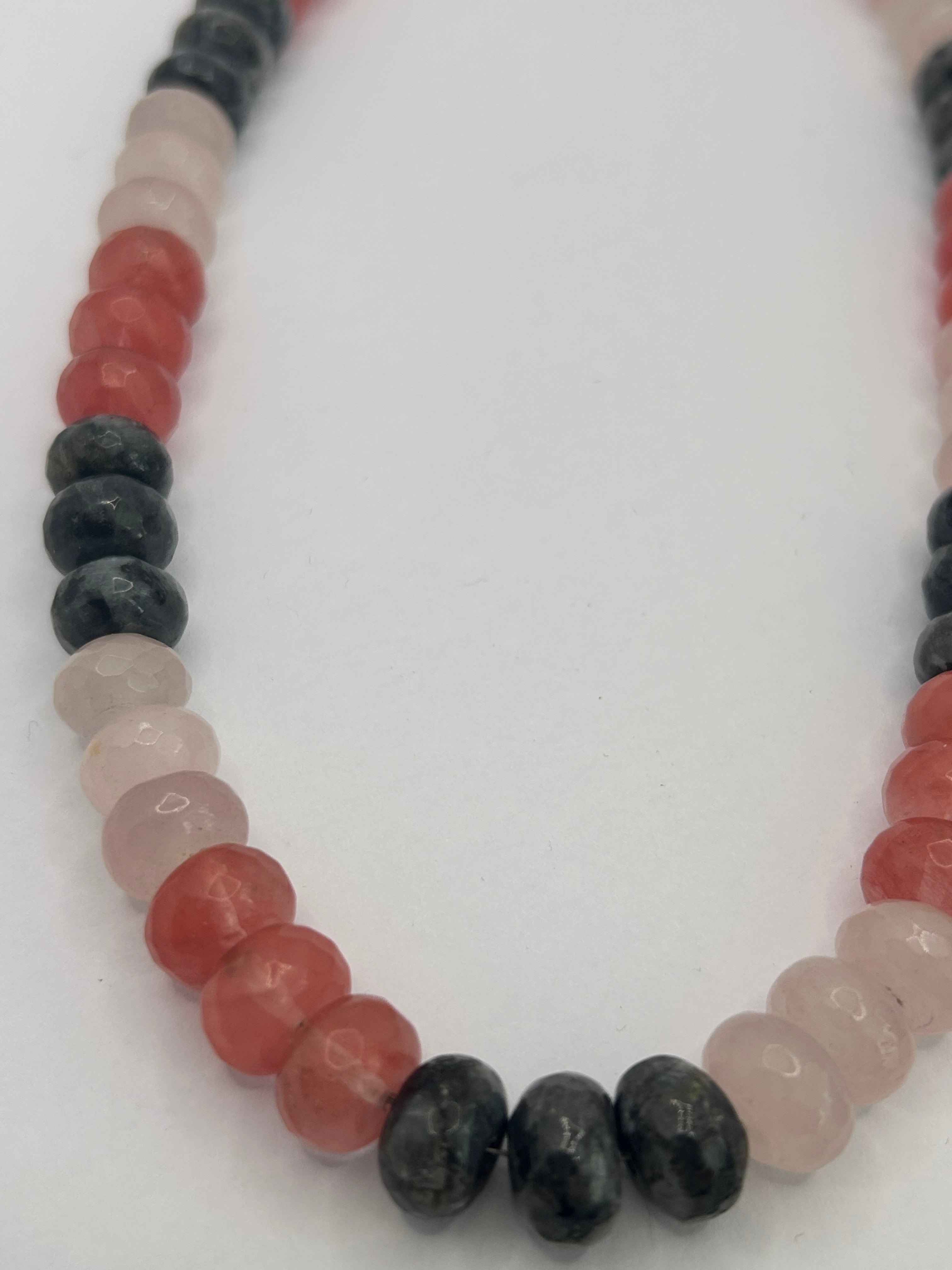 Rainbow Labradorite & Agate on Silver Plate