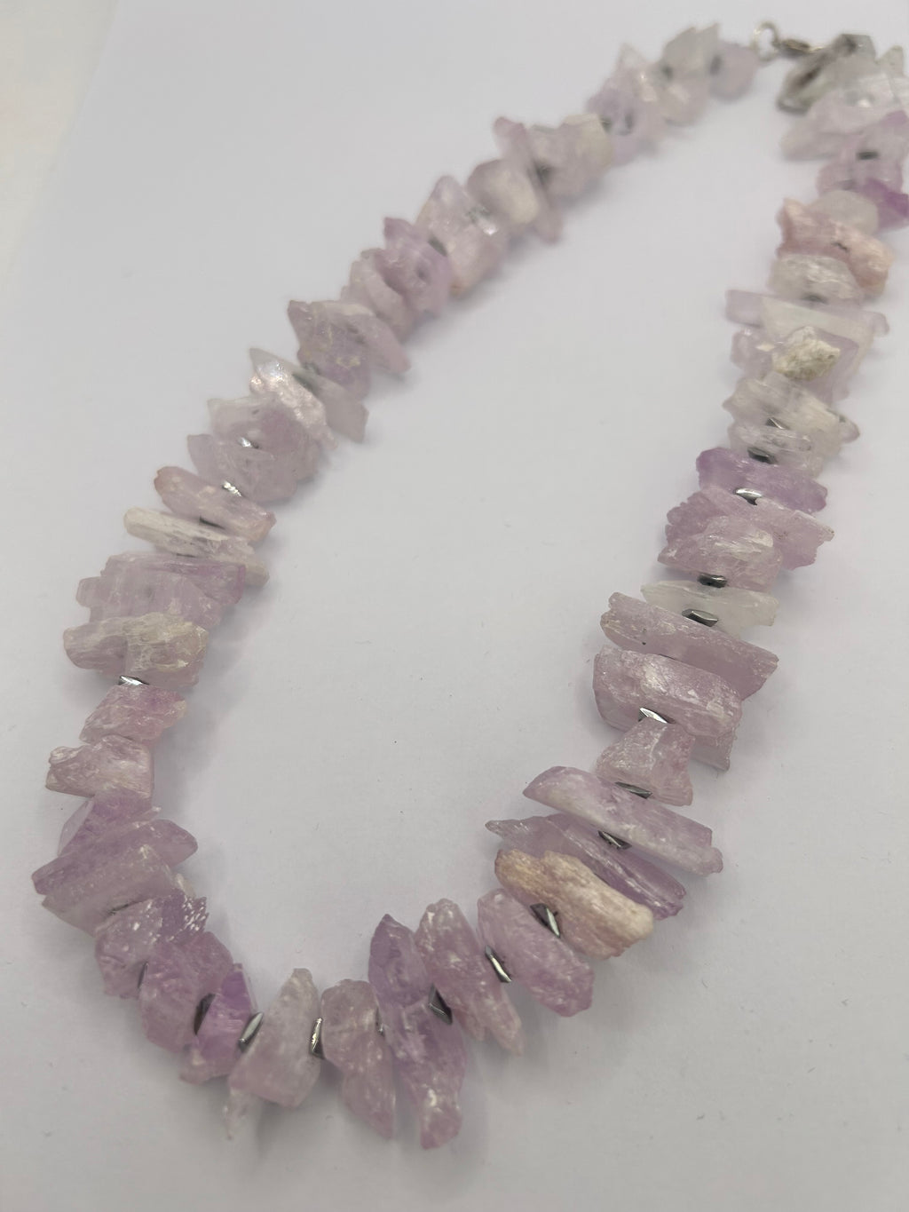 Kunzite on Silver Plate