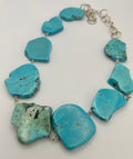 Turquoise Magnesite Slabs Silver Plate Necklace