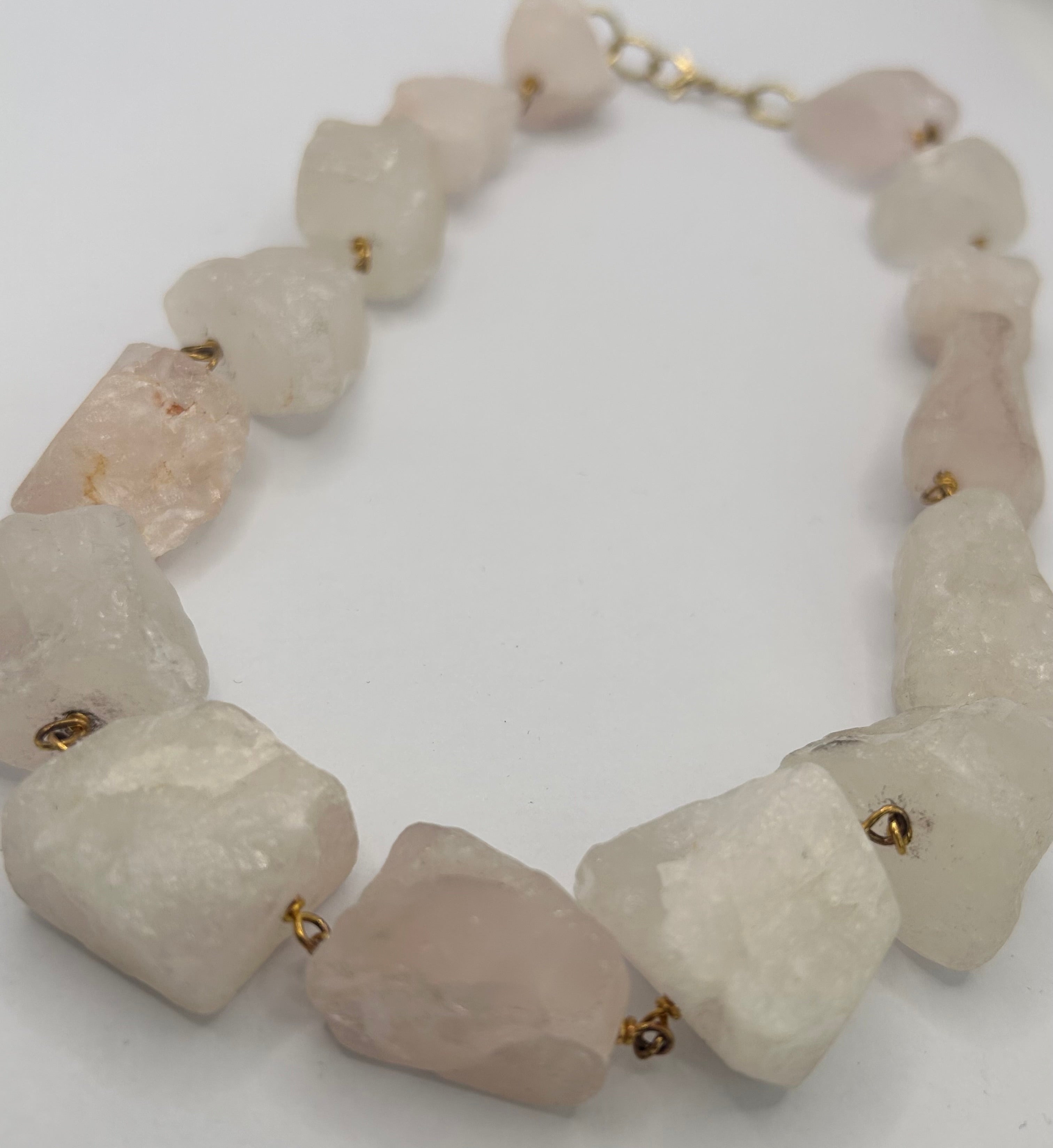 Raw Rose Quartz Rocks Necklace