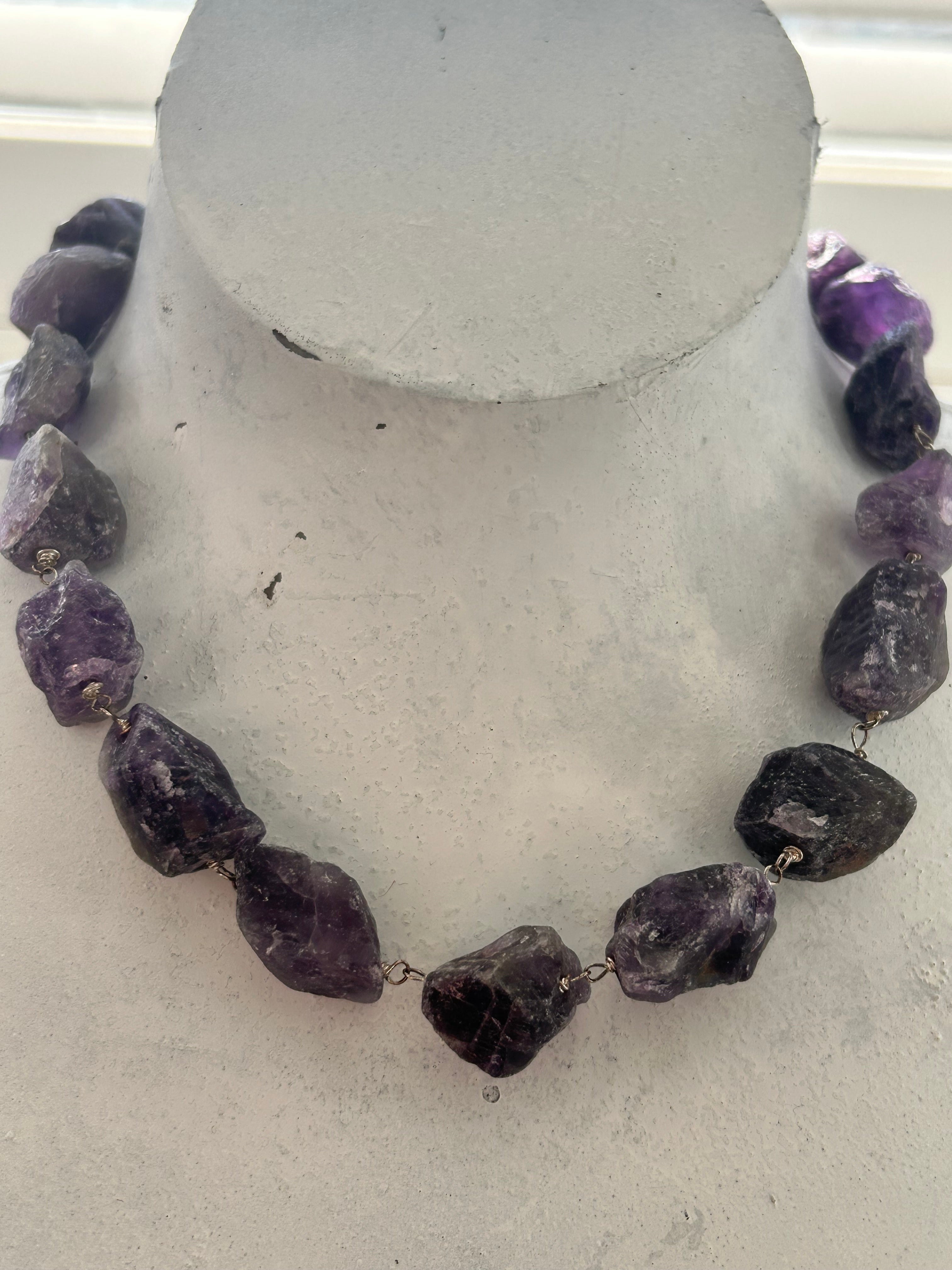 Raw Amethyst Rocks Necklace