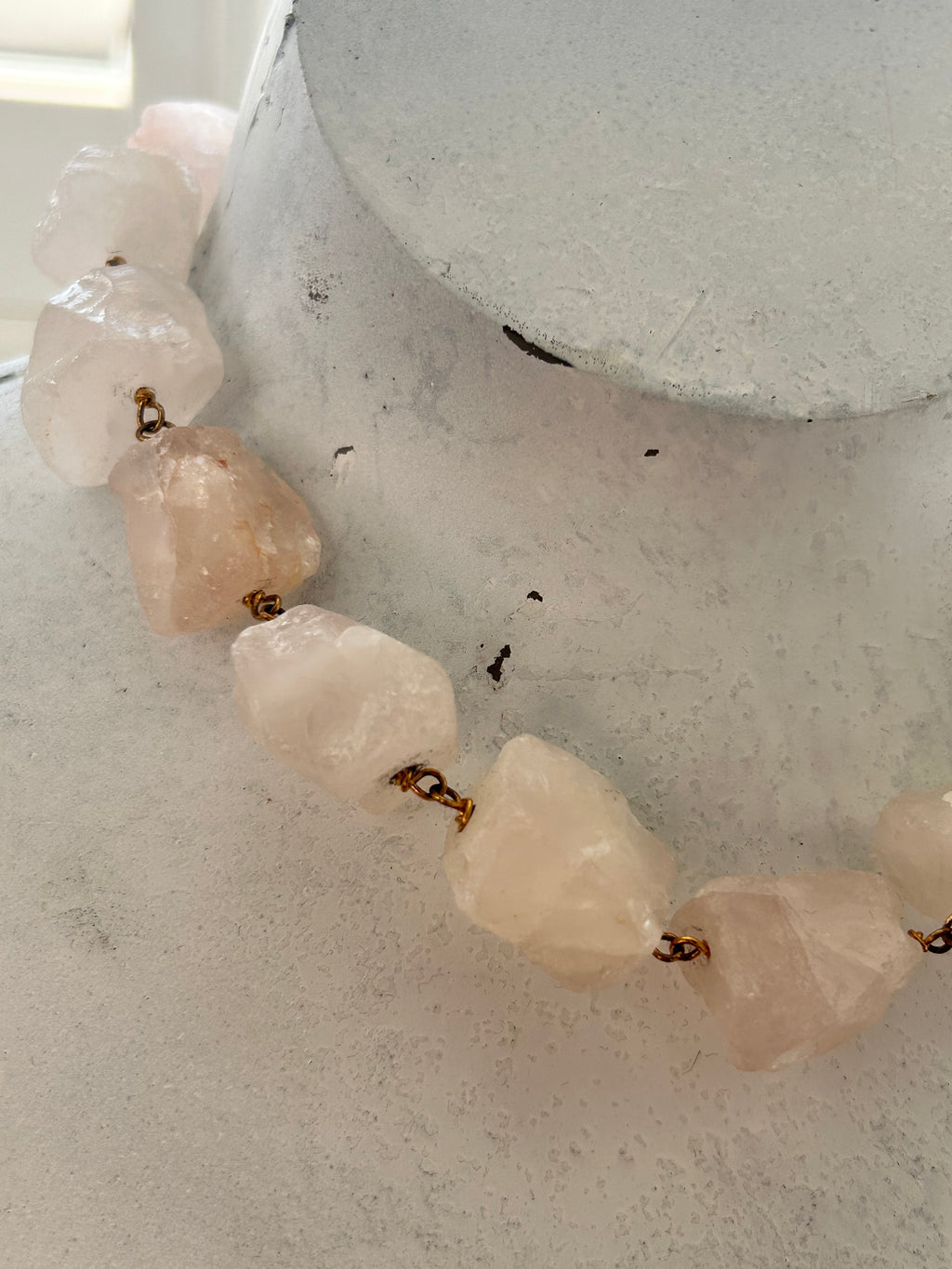 Raw Rose Quartz Rocks Necklace