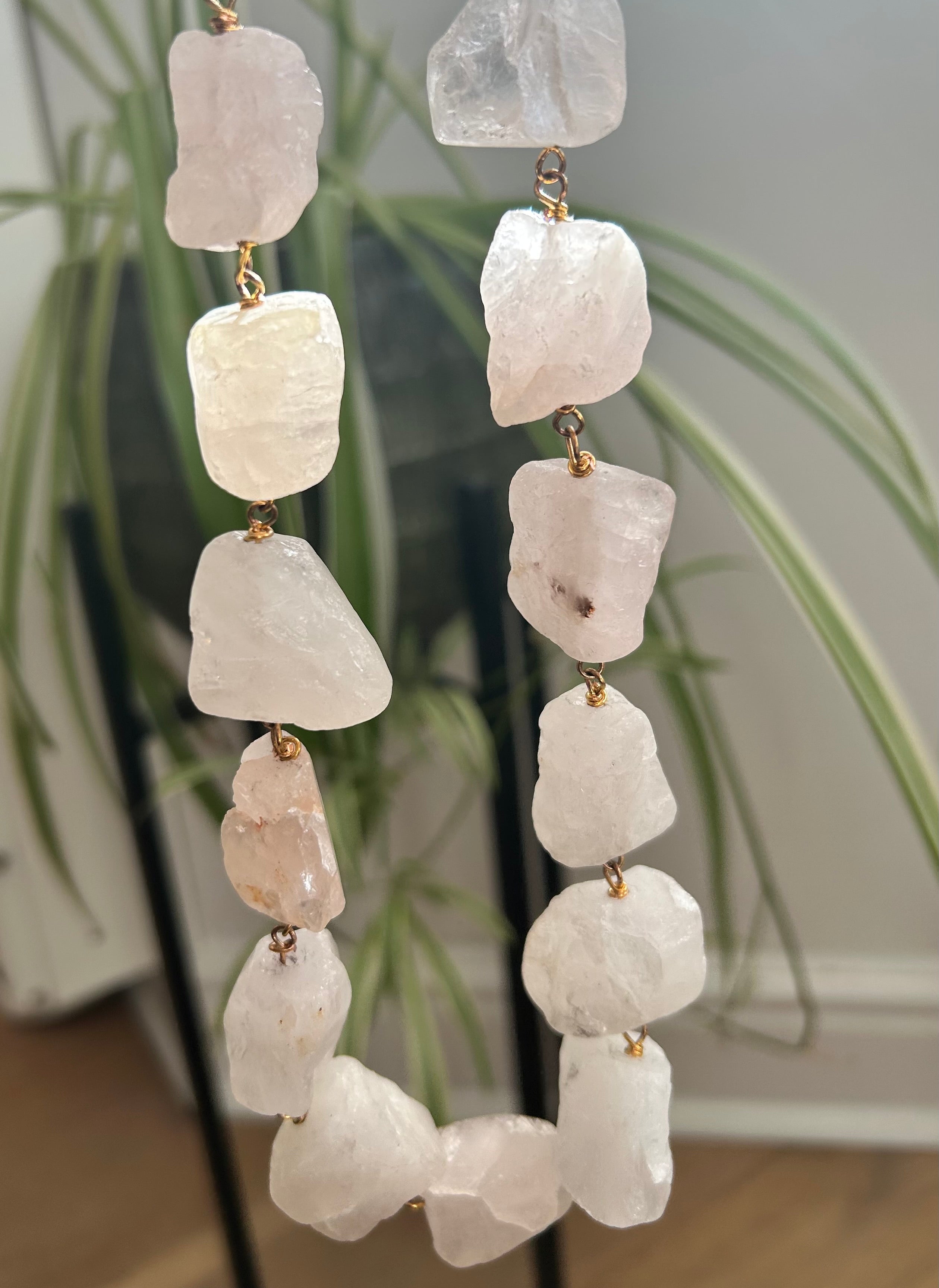 Raw Rose Quartz Rocks Necklace