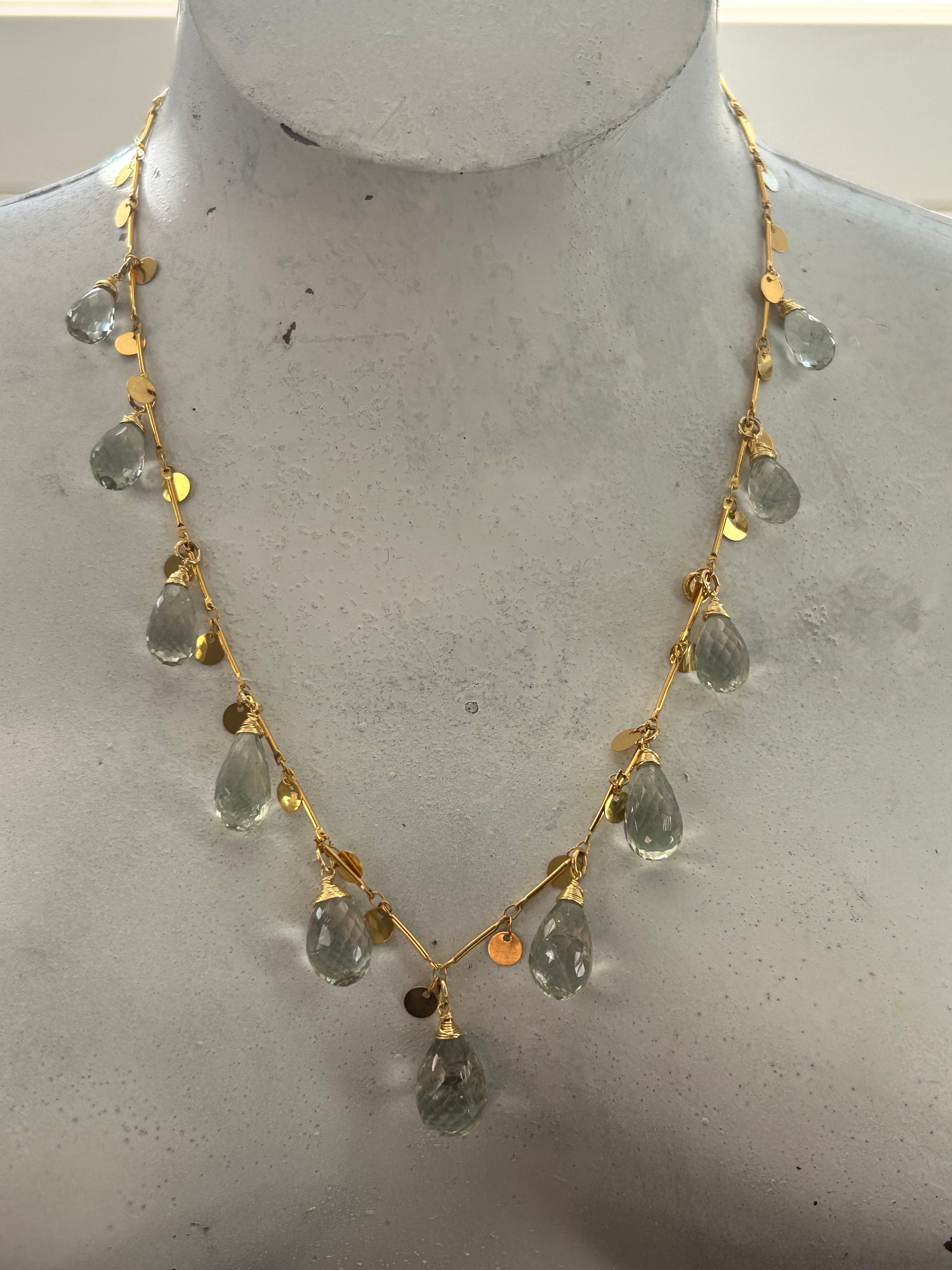 Green Amethyst Garland on 24ct Gold Coin Plate