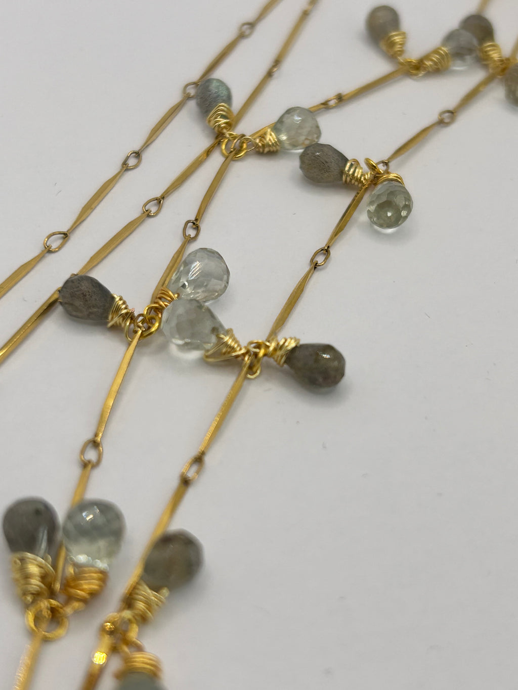 Rainbow Labradorite & Green Amethyst Garland on 24ct Gold Plate