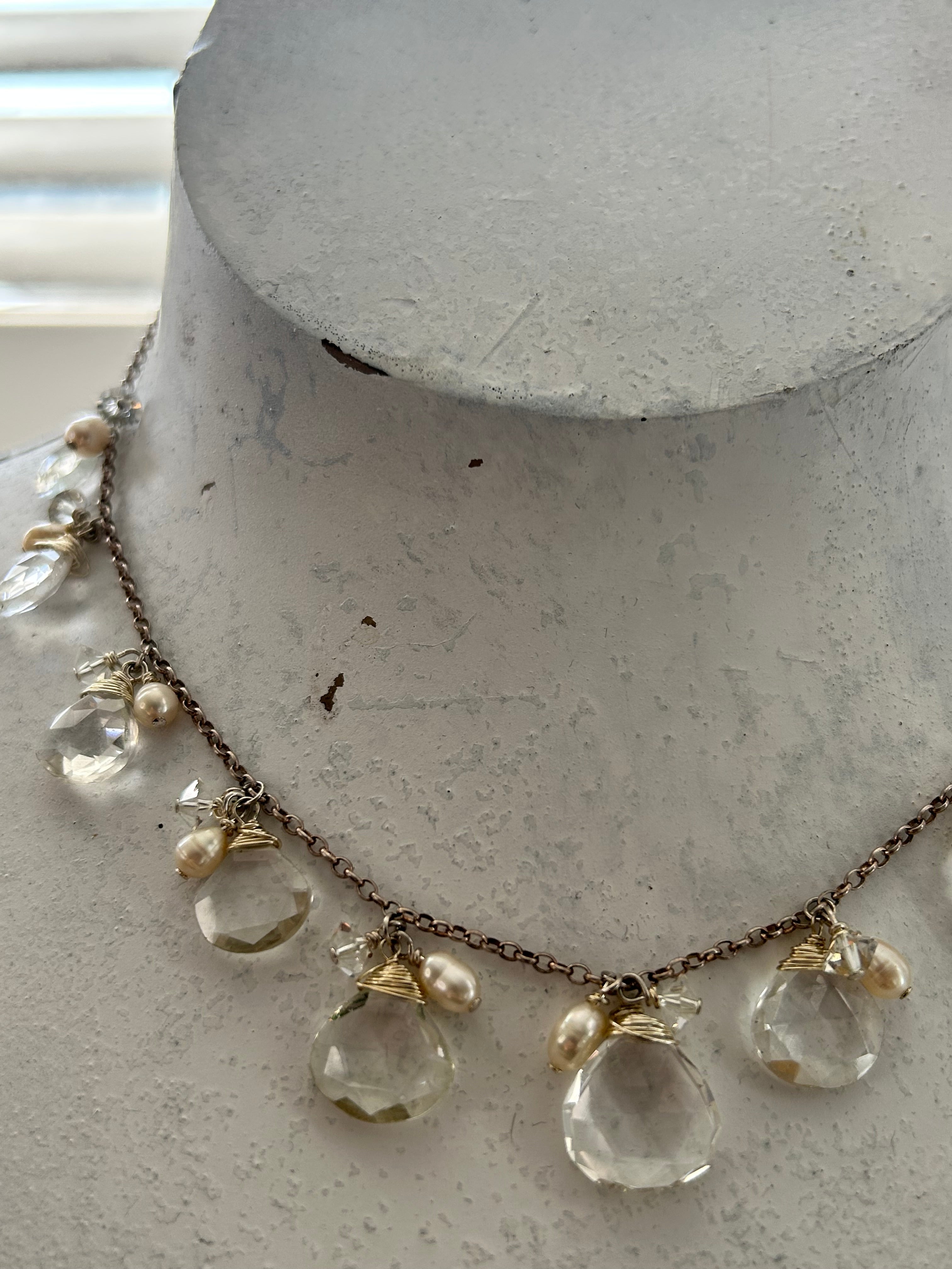 Clear Quartz & Pearl on Sterling Silver