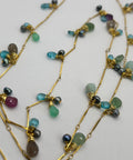 Apatite, Pearl, Strawberry Quartz, Chalcedony, Amethyst & Smokey Quartz Garland on 24ct Gold Plate