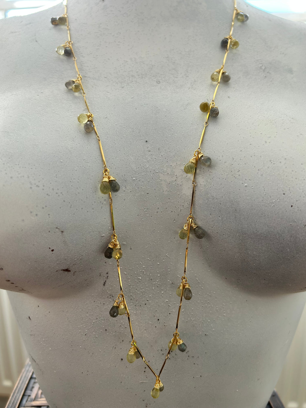 Rainbow Labradorite & Lemon Quartz Garland on 24ct Gold Plate