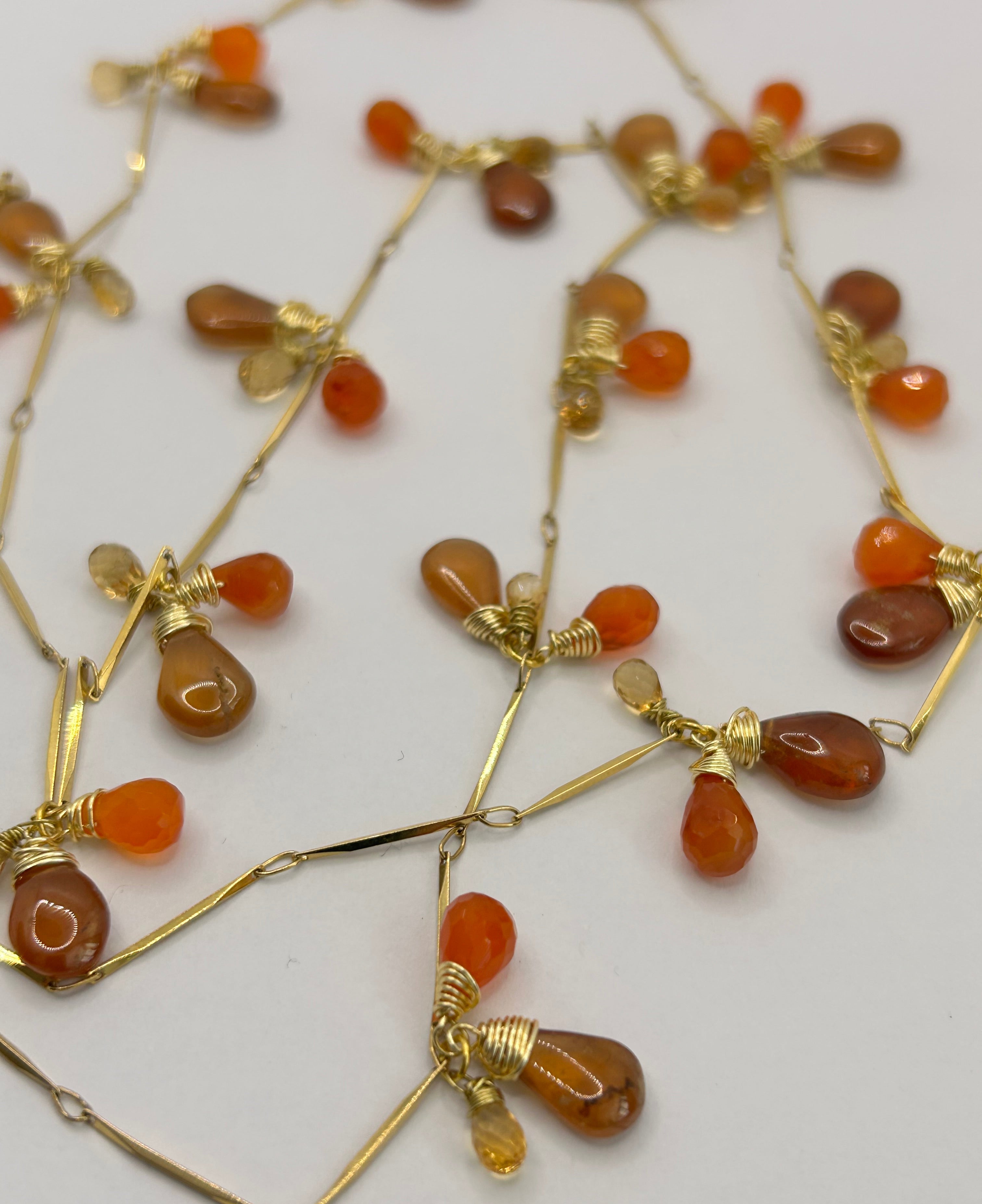 Carnelian, Hessonite Garnet & Golden Topaz on 24ct Gold Plate