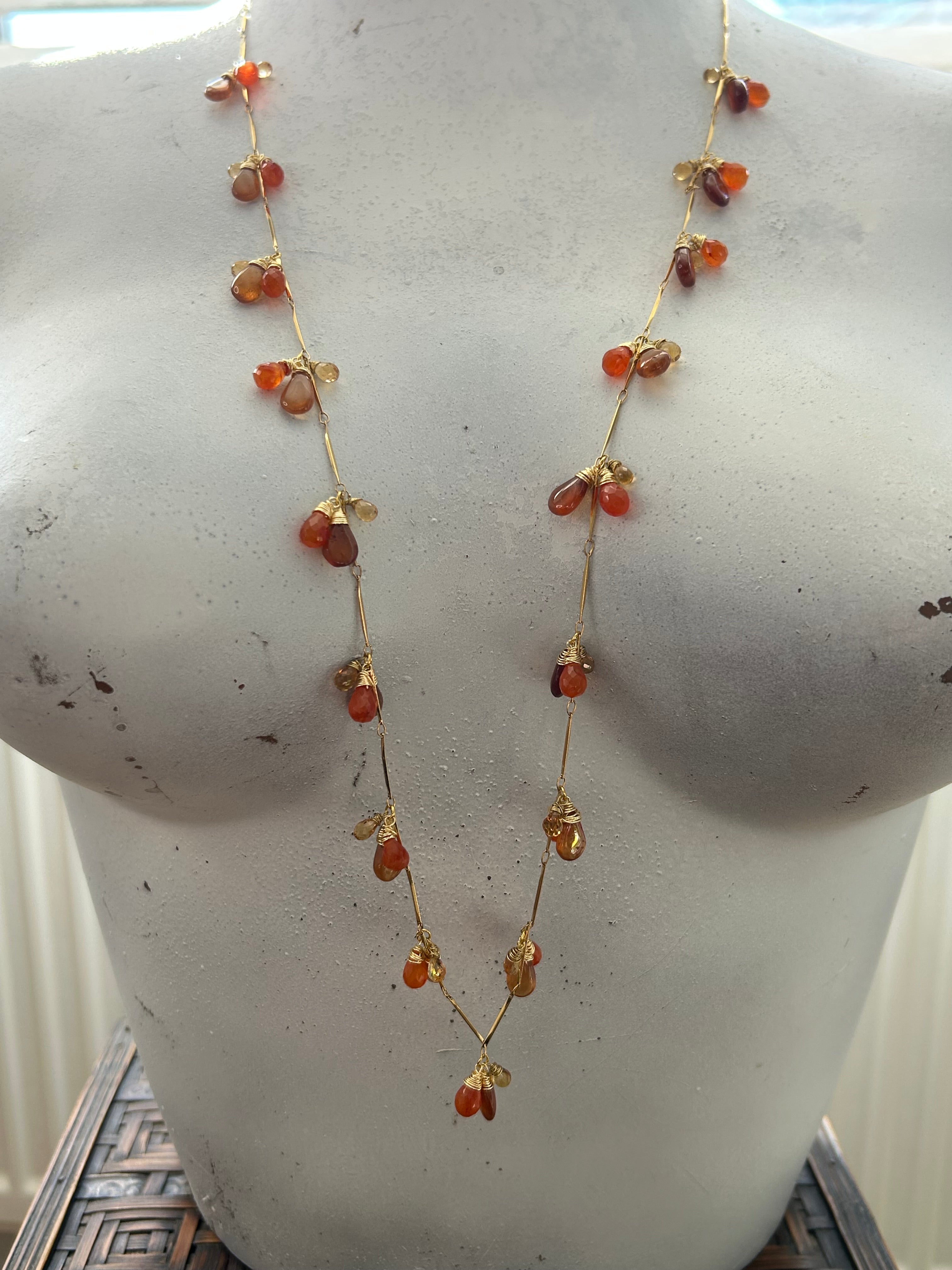 Carnelian, Hessonite Garnet & Golden Topaz on 24ct Gold Plate
