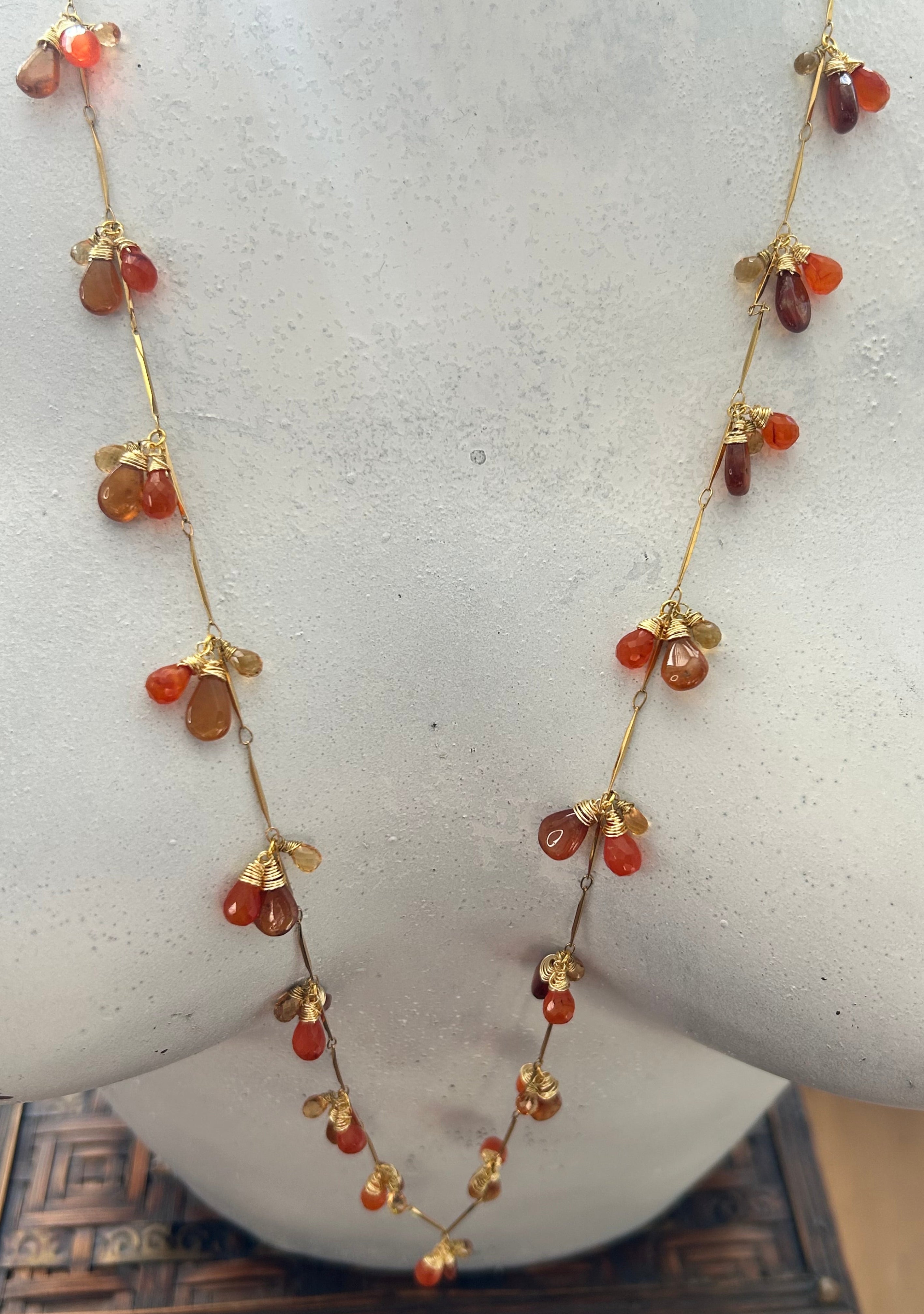 Carnelian, Hessonite Garnet & Golden Topaz on 24ct Gold Plate