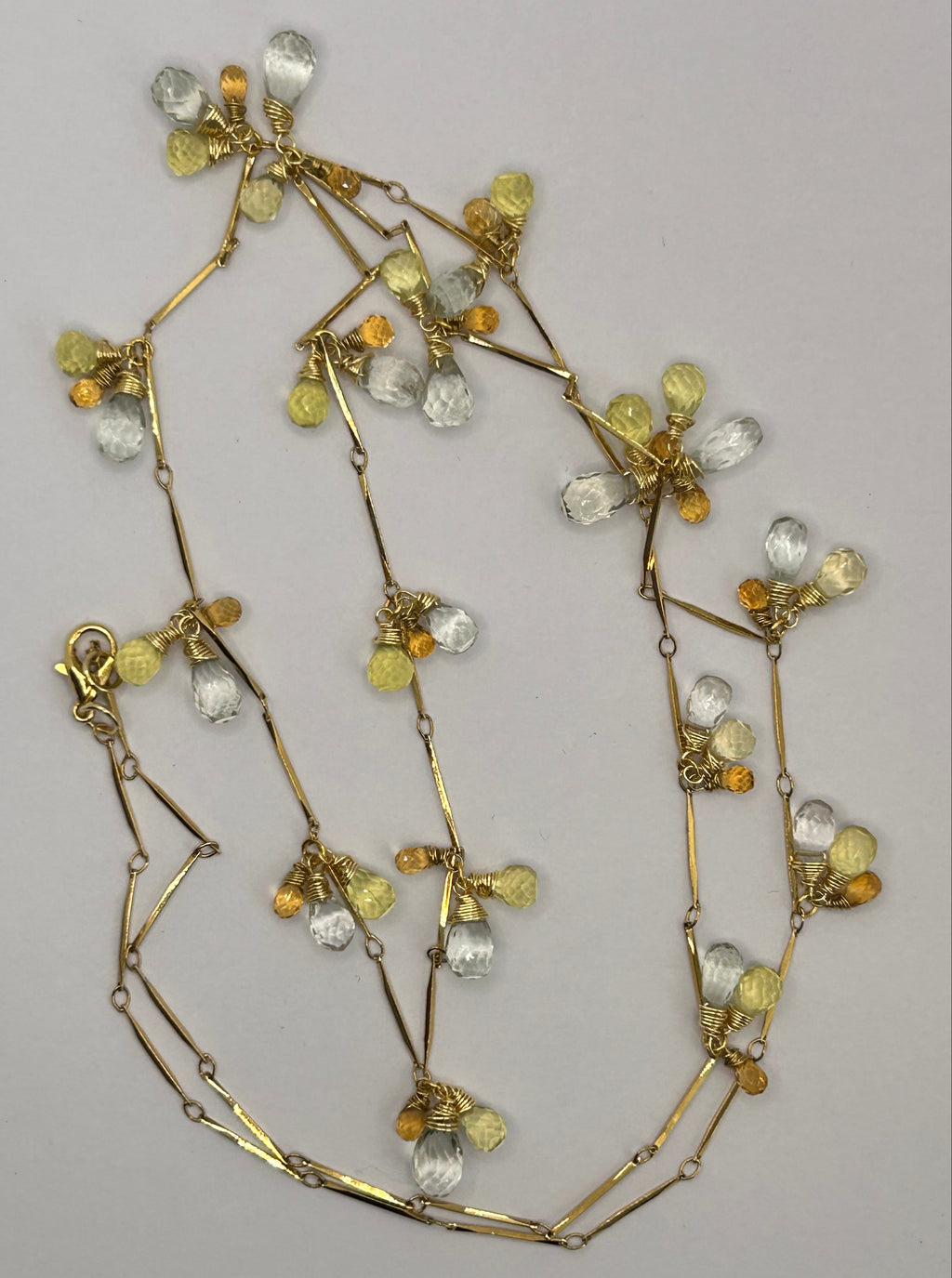 Golden Topaz, Lemon Quartz & Green Amethyst Garland on 24ct Gold Plate