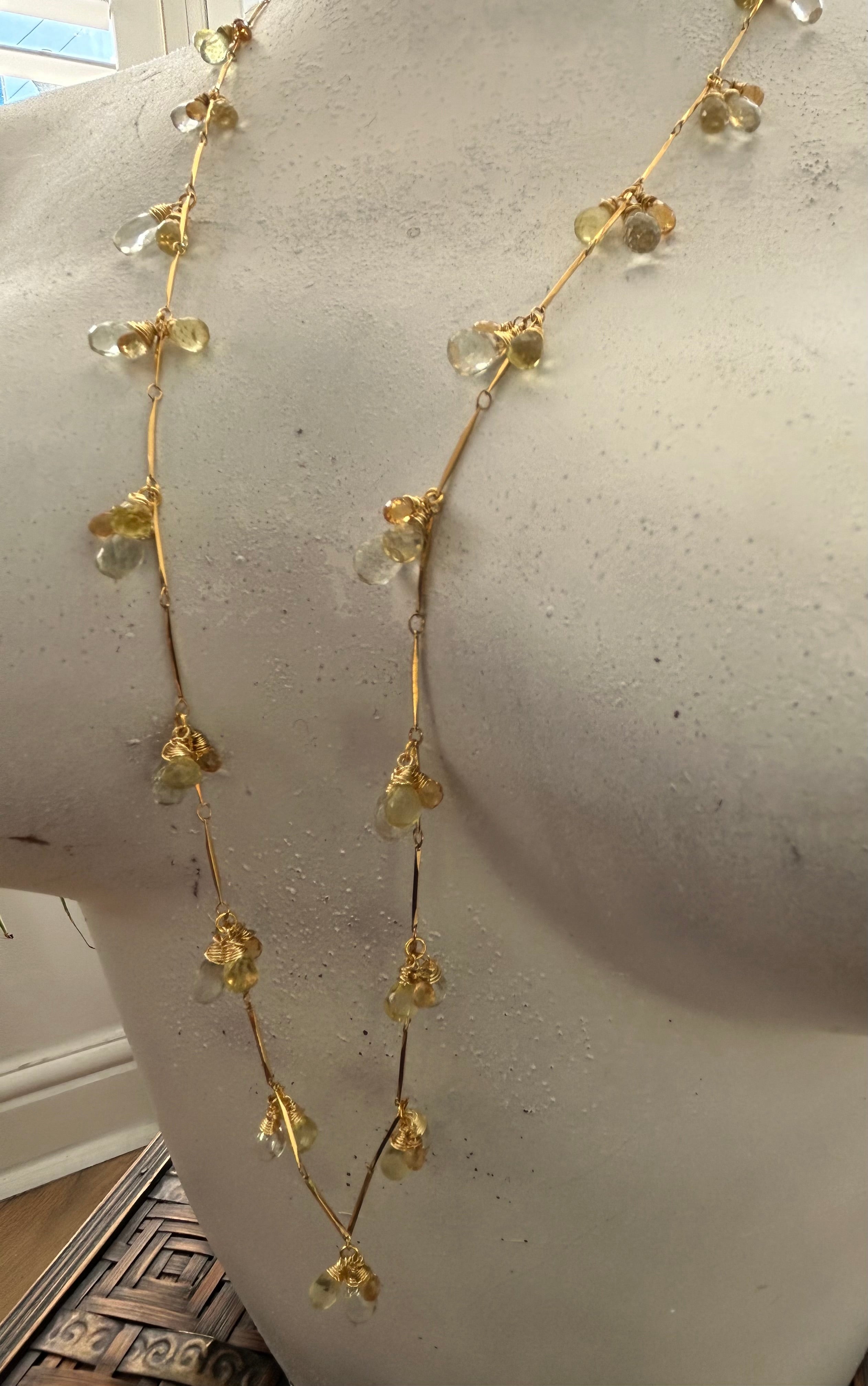 Golden Topaz, Lemon Quartz & Green Amethyst Garland on 24ct Gold Plate