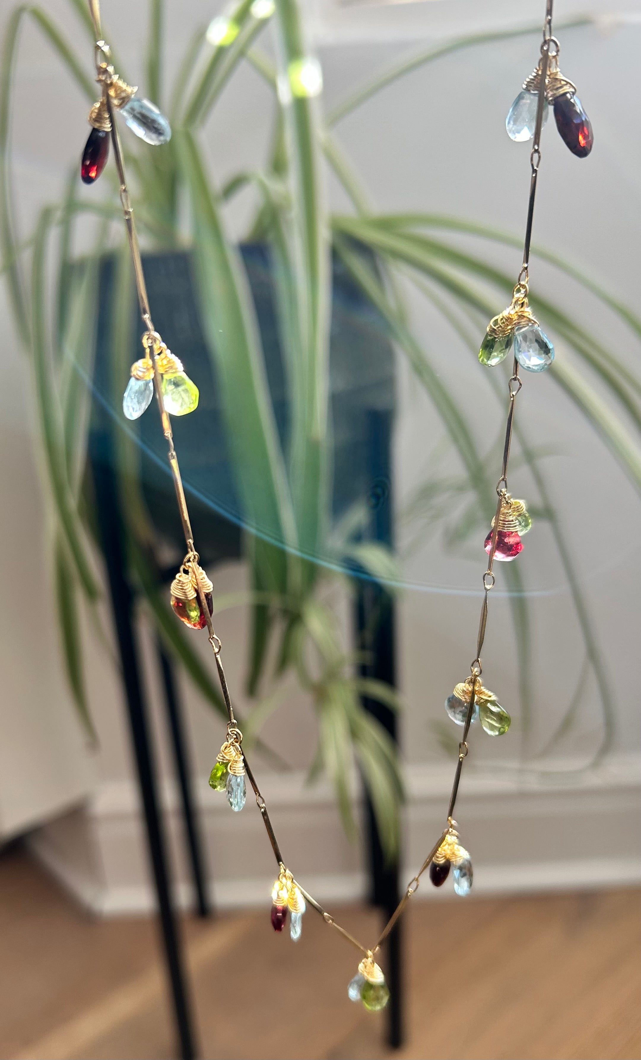 Garnet, Peridot & Blue Topaz on 24ct Gold Plate