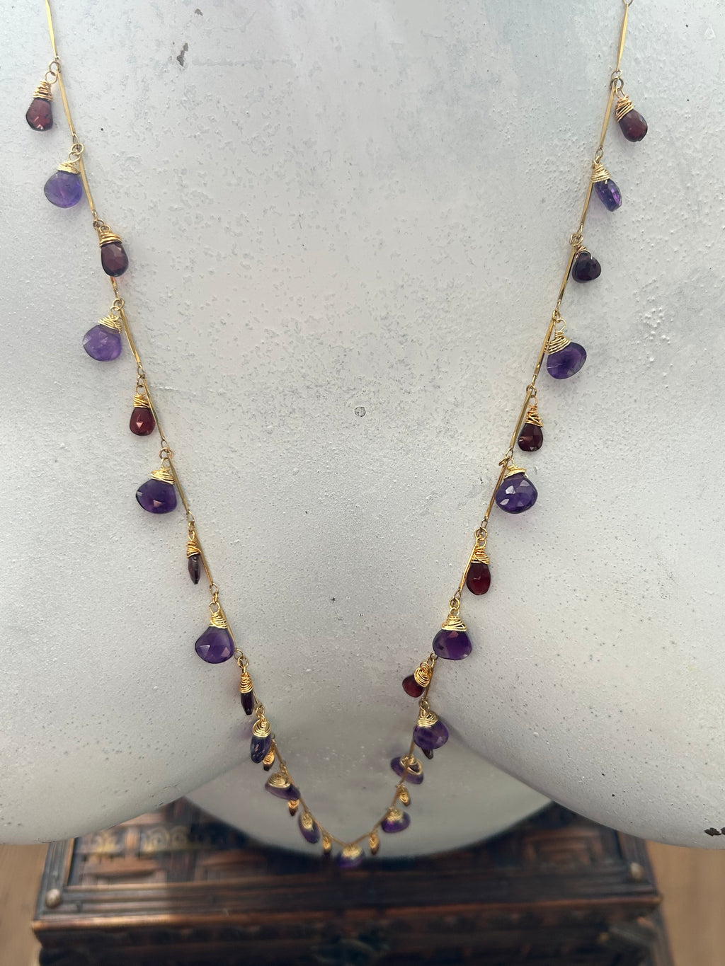 Amethyst & Garnet Garland on 24ct Gold Plate