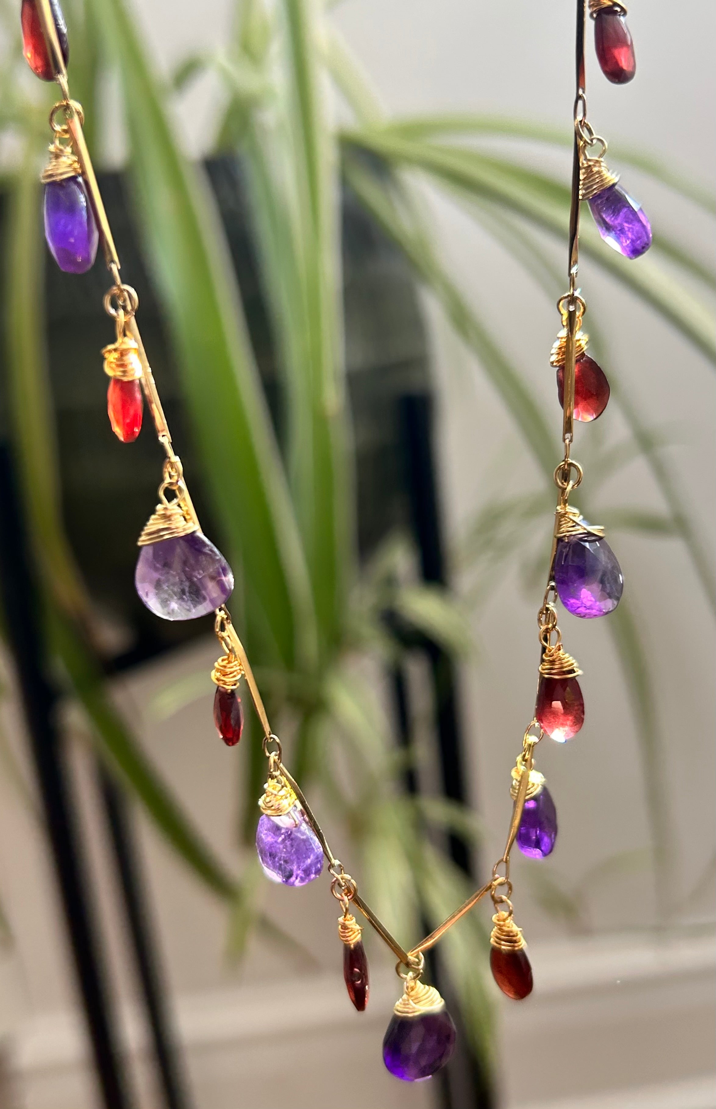 Amethyst & Garnet Garland on 24ct Gold Plate