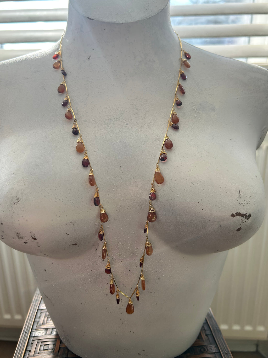 Garnet & Hessonite Garnet Garland on 24ct Gold Plate