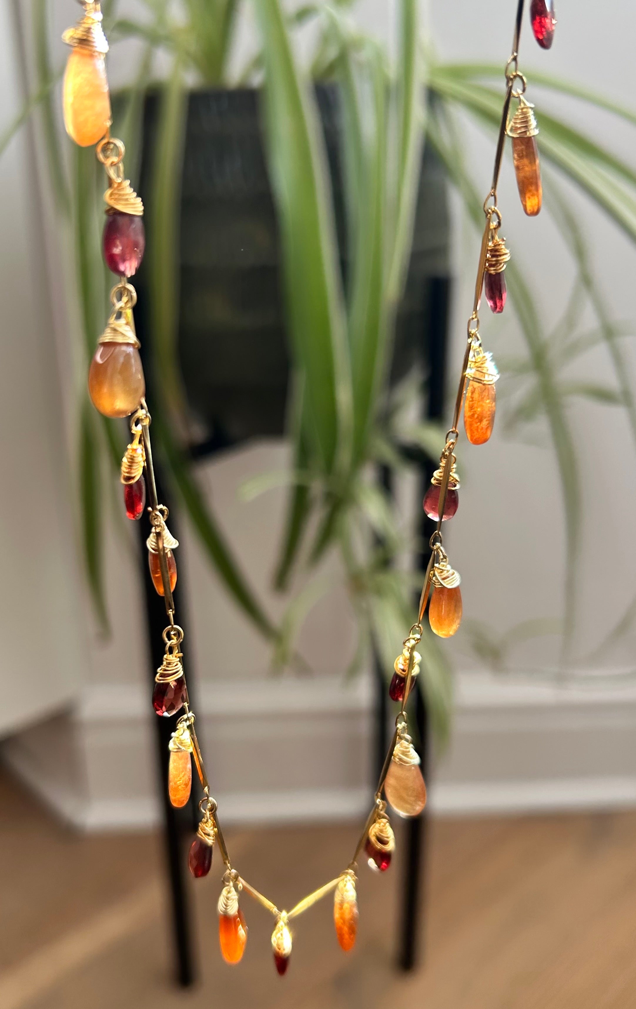 Garnet & Hessonite Garnet Garland on 24ct Gold Plate