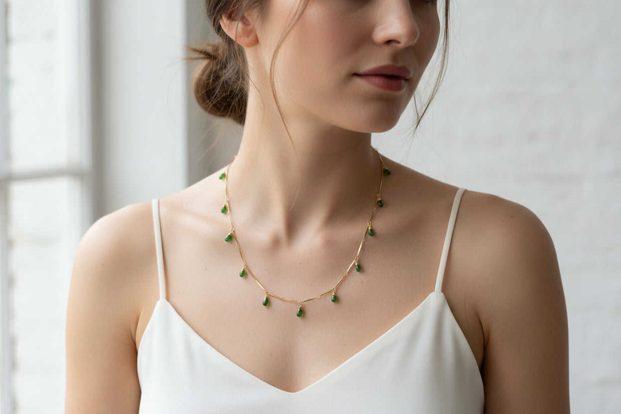 Diopside on 24ct Gold Plate Chain