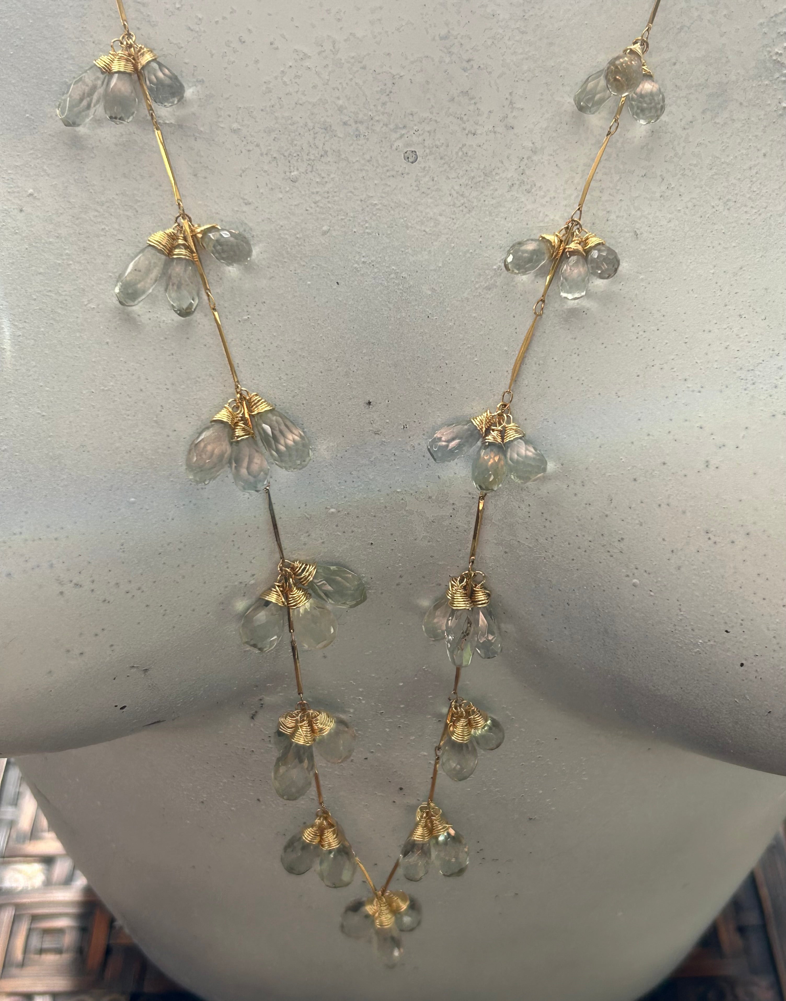 Green Amethyst Garland on 24ct Gold Plate