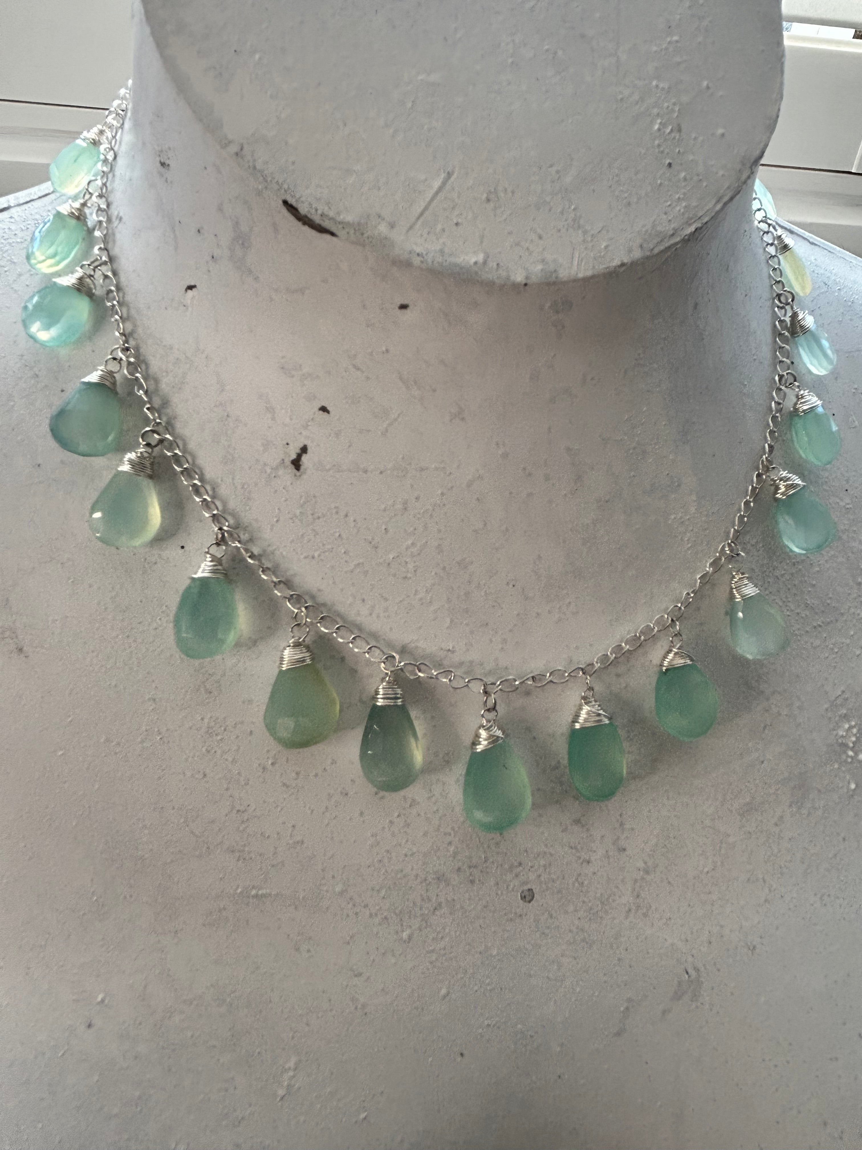 Aqua Chalcedony on Sterling Silver