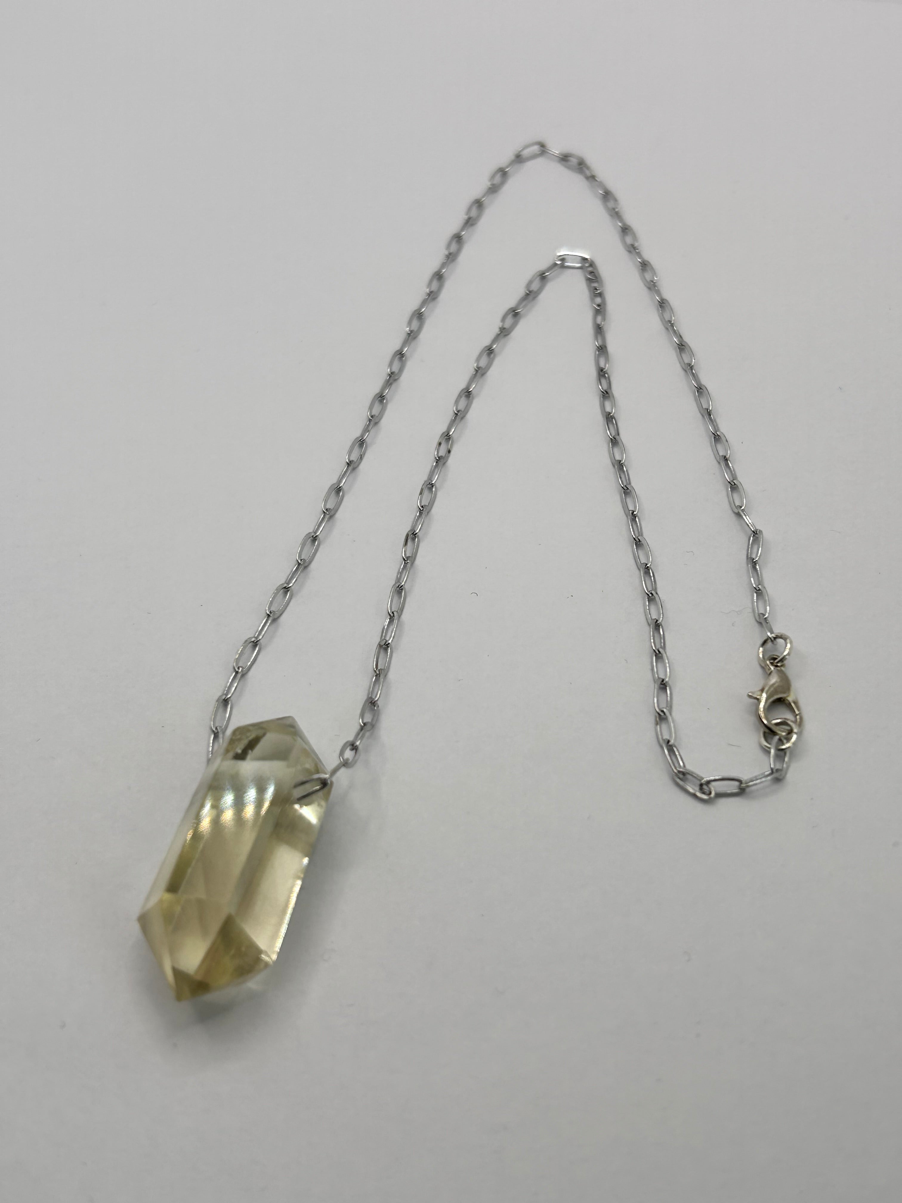 Double Terminated Citrine on Rhodium