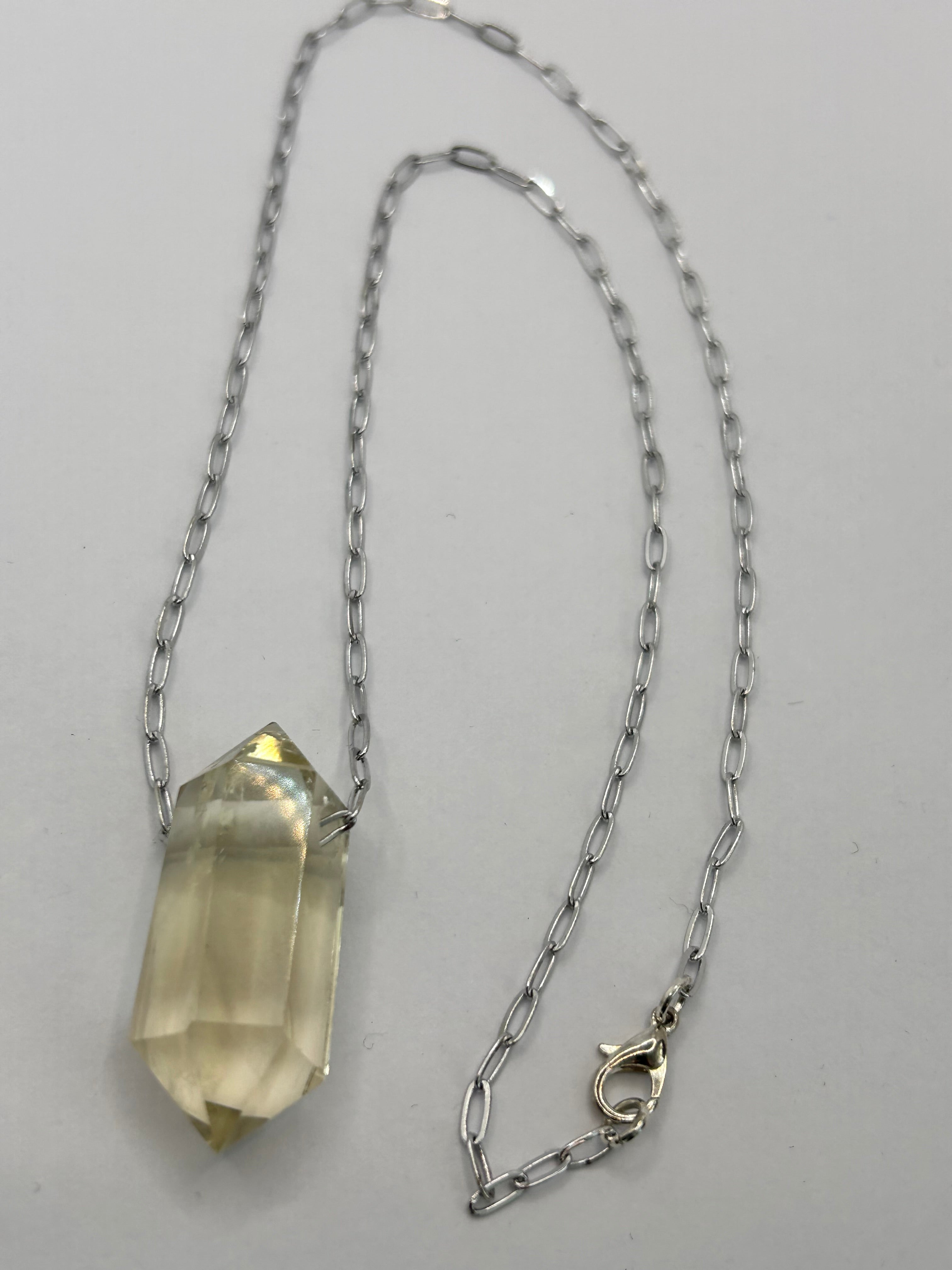 Double Terminated Citrine on Rhodium